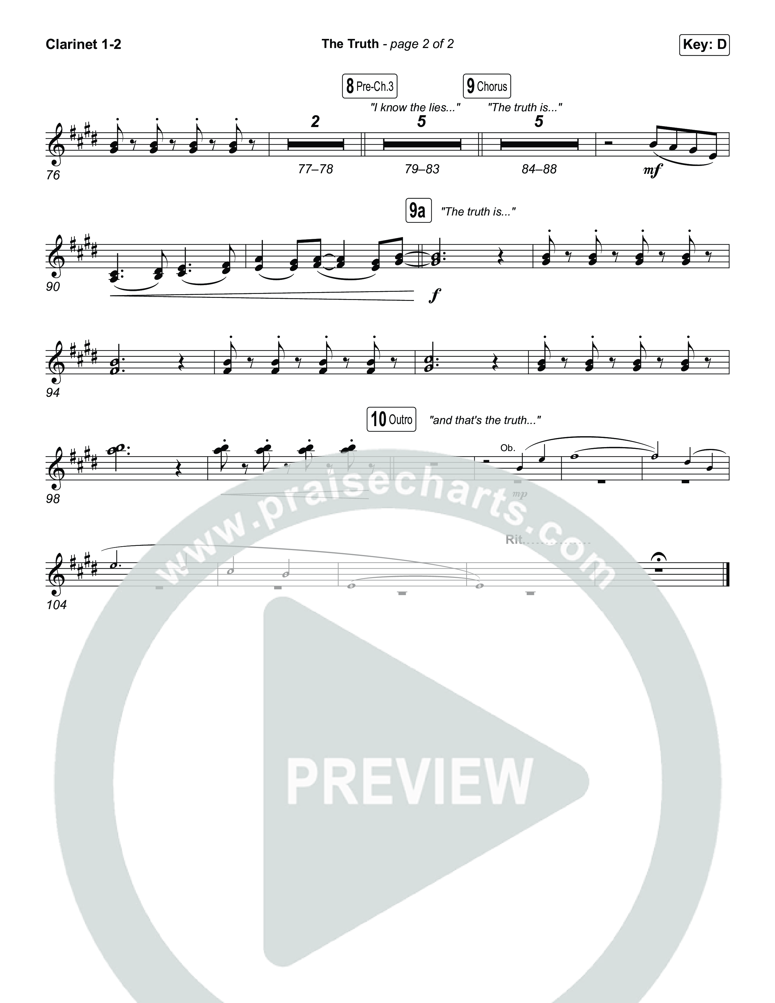 The Truth (Choral Anthem SATB) Clarinet 1,2 (Megan Woods / Arr. Luke Gambill)
