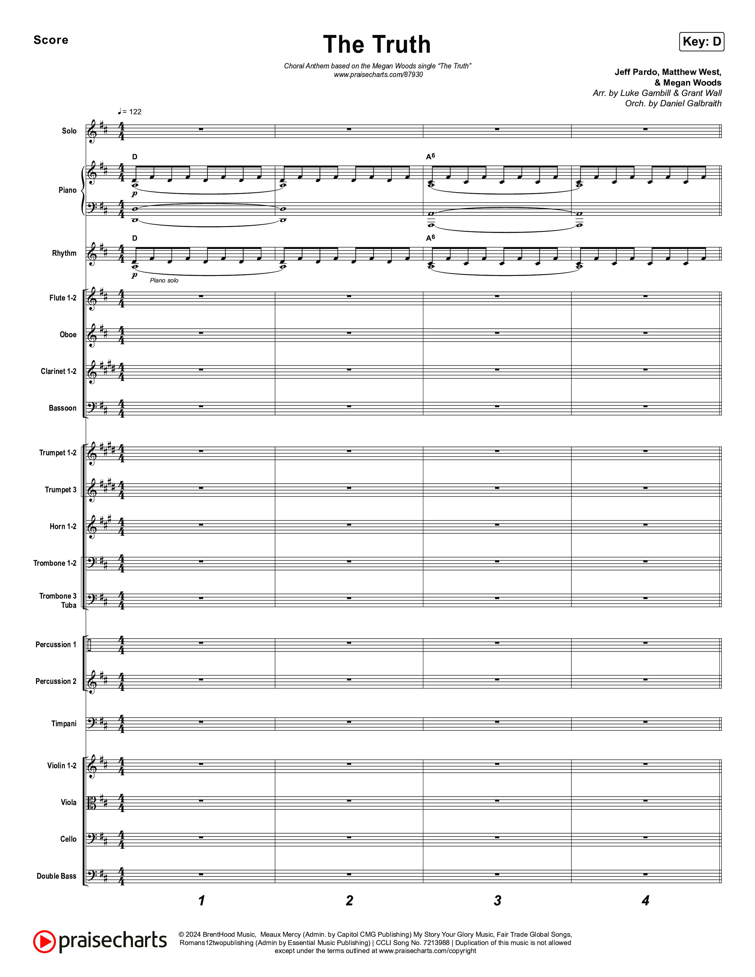 The Truth (Choral Anthem SATB) Orchestration (Megan Woods / Arr. Luke Gambill)