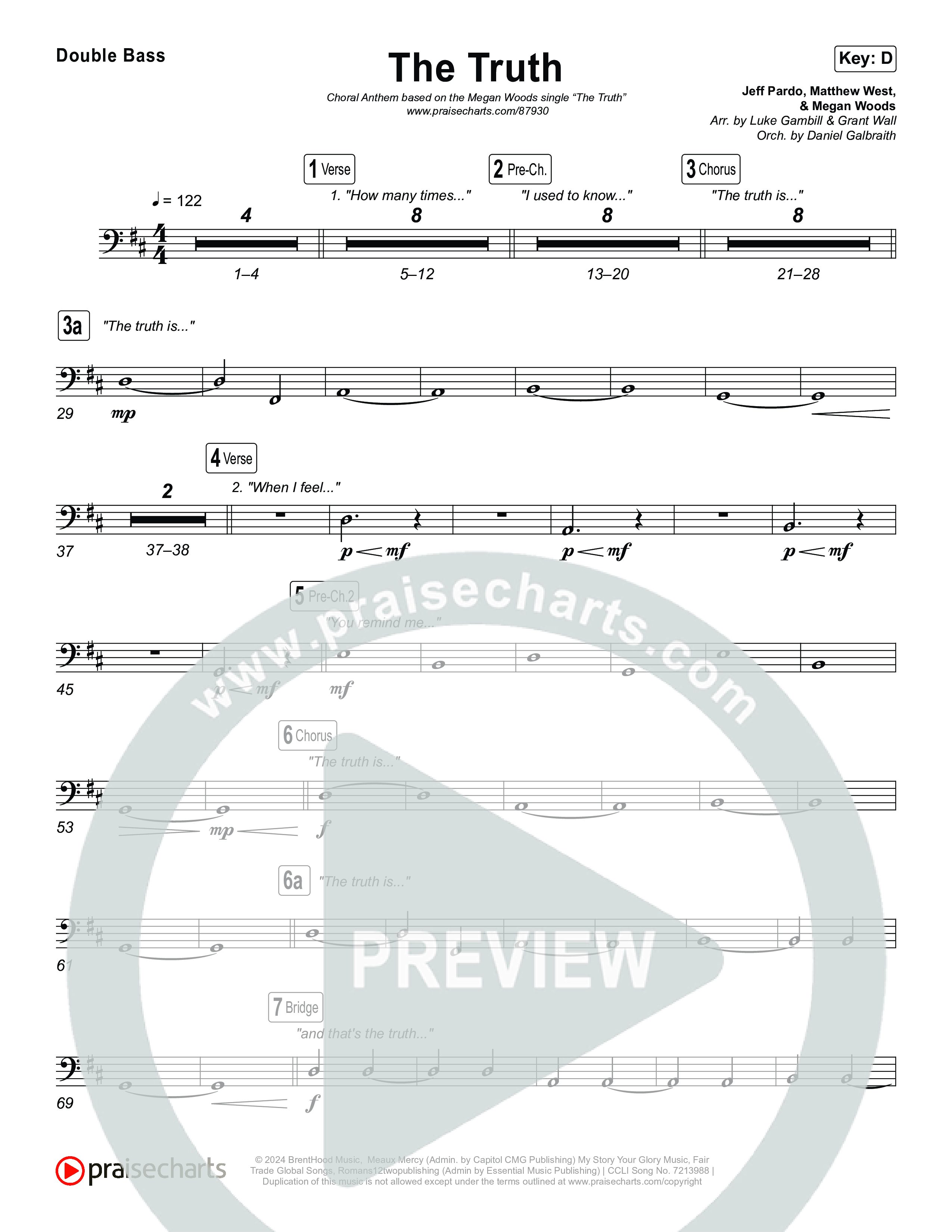 The Truth (Choral Anthem SATB) String Bass (Megan Woods / Arr. Luke Gambill)