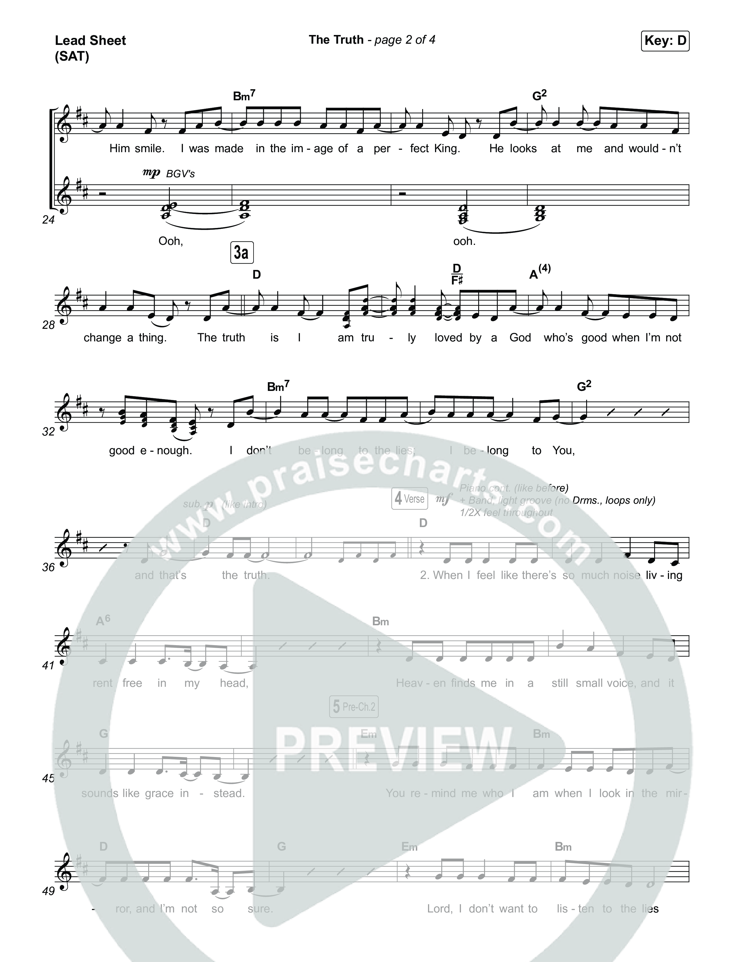 The Truth (Choral Anthem SATB) Lead Sheet (SAT) (Megan Woods / Arr. Luke Gambill)