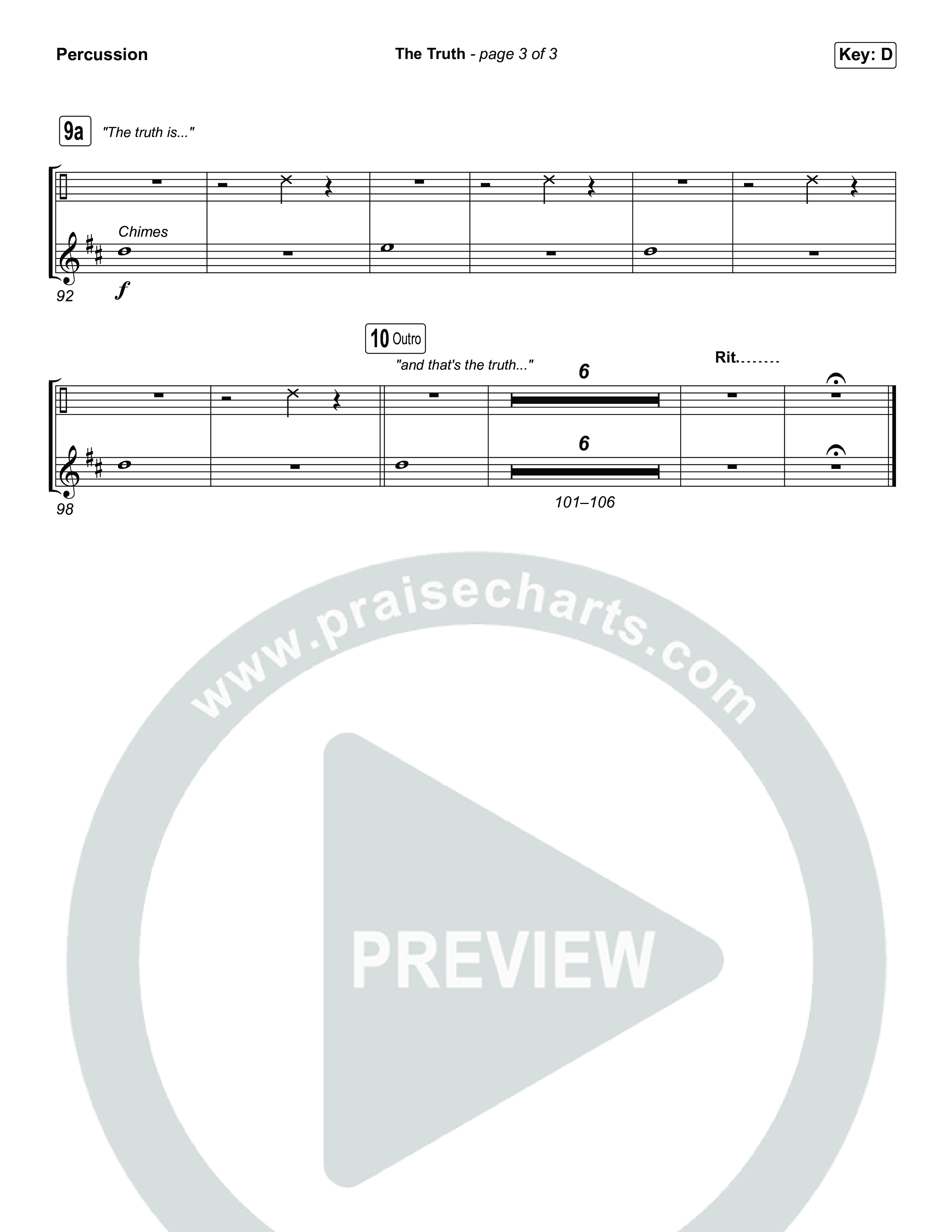 The Truth (Choral Anthem SATB) Percussion (Megan Woods / Arr. Luke Gambill)