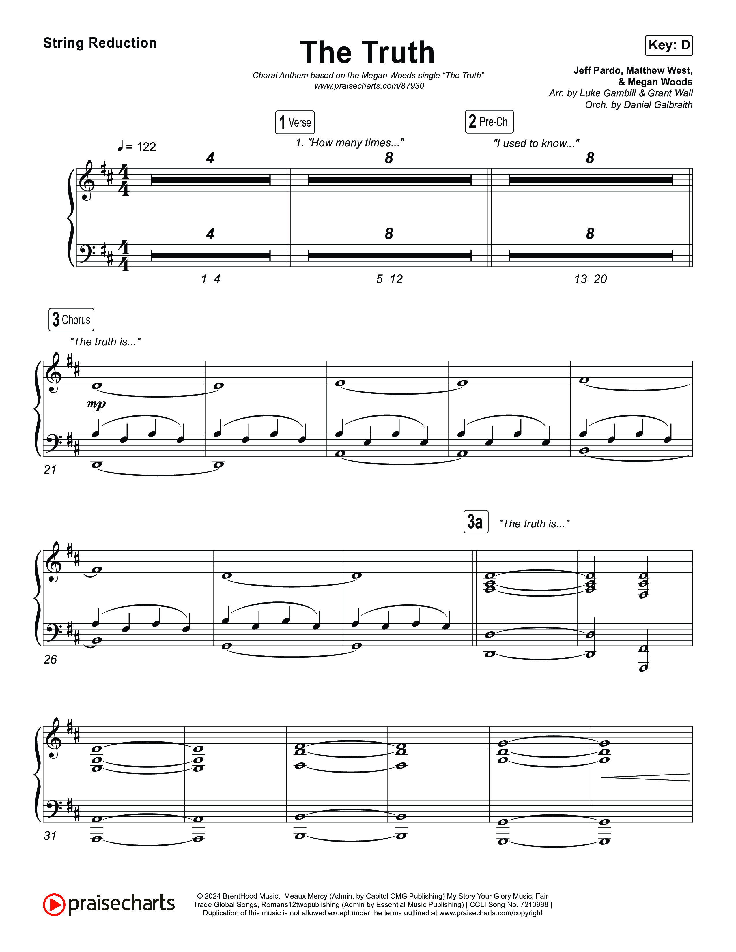 The Truth (Choral Anthem SATB) String Reduction (Megan Woods / Arr. Luke Gambill)