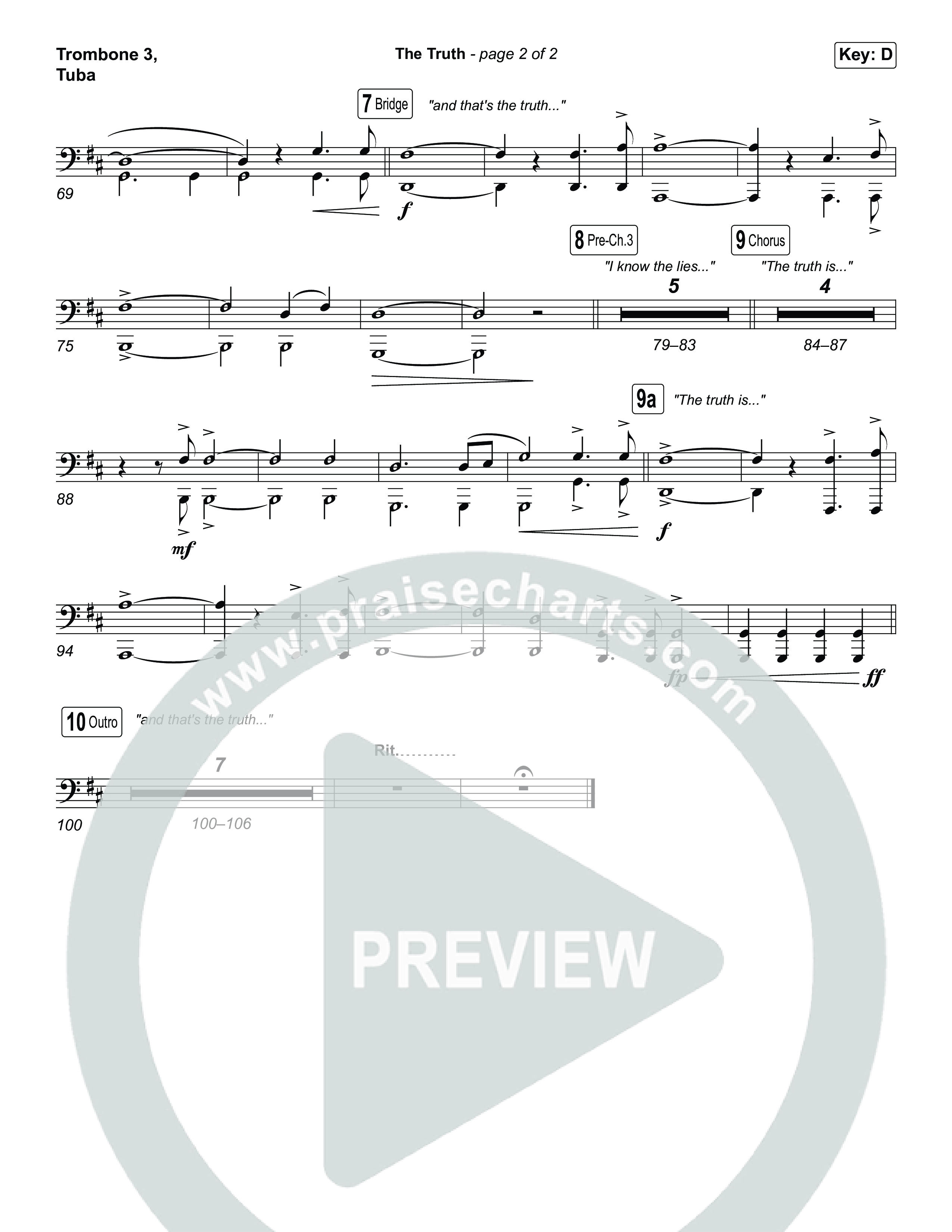 The Truth (Choral Anthem SATB) Trombone 3/Tuba (Megan Woods / Arr. Luke Gambill)