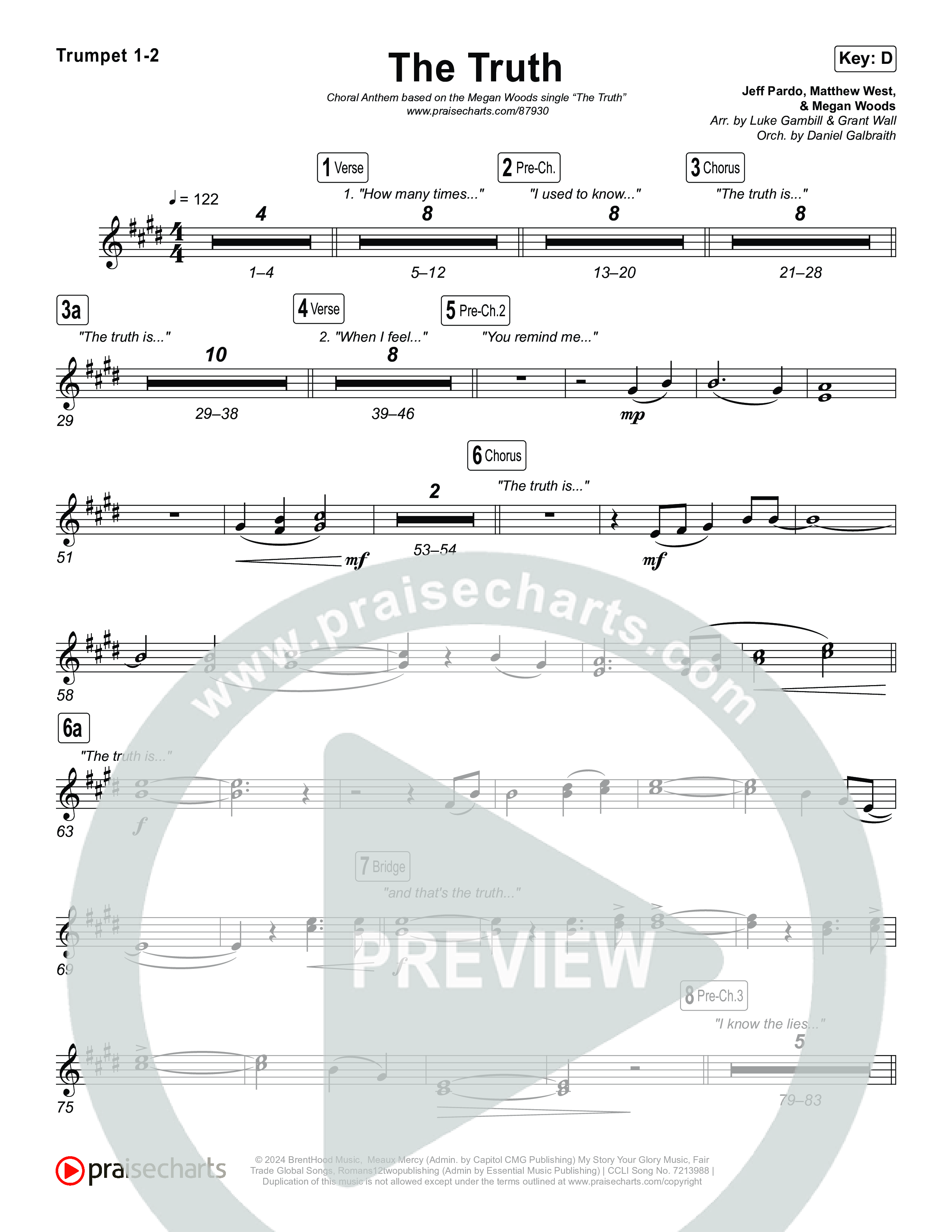 The Truth (Choral Anthem SATB) Brass Pack (Megan Woods / Arr. Luke Gambill)