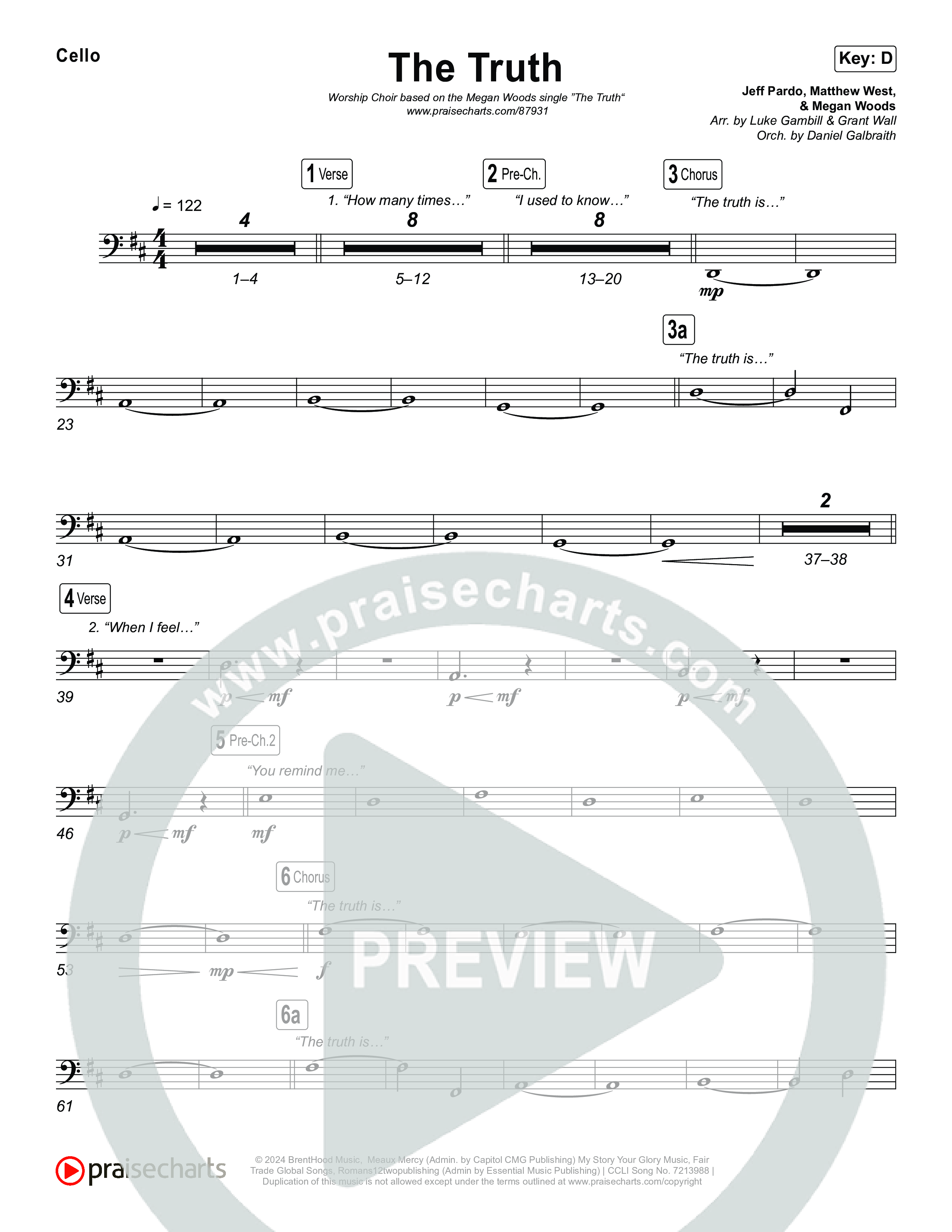 The Truth (Worship Choir/SAB) Cello (Megan Woods / Arr. Luke Gambill)