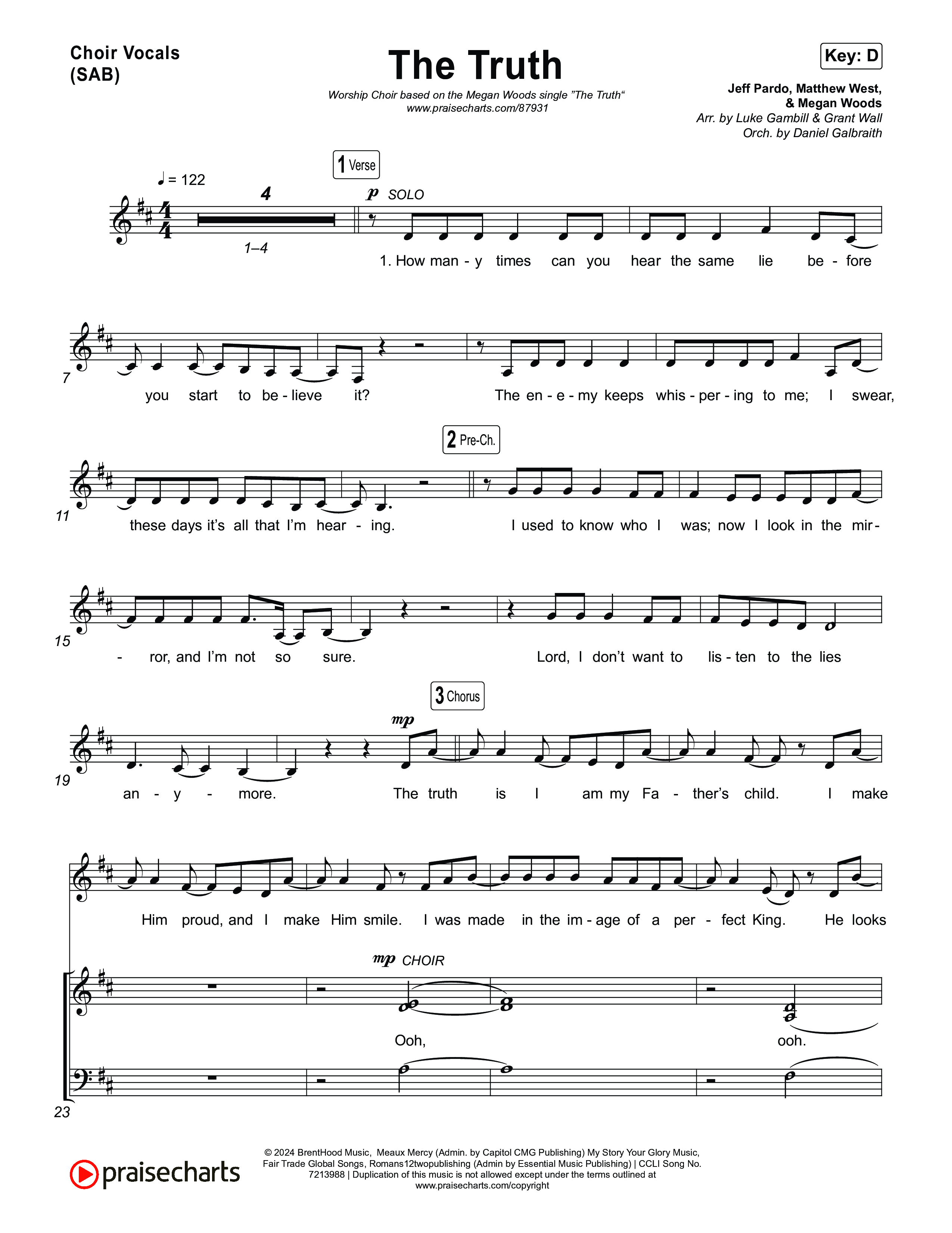 The Truth (Worship Choir/SAB) Choir Sheet (SAB) (Megan Woods / Arr. Luke Gambill)