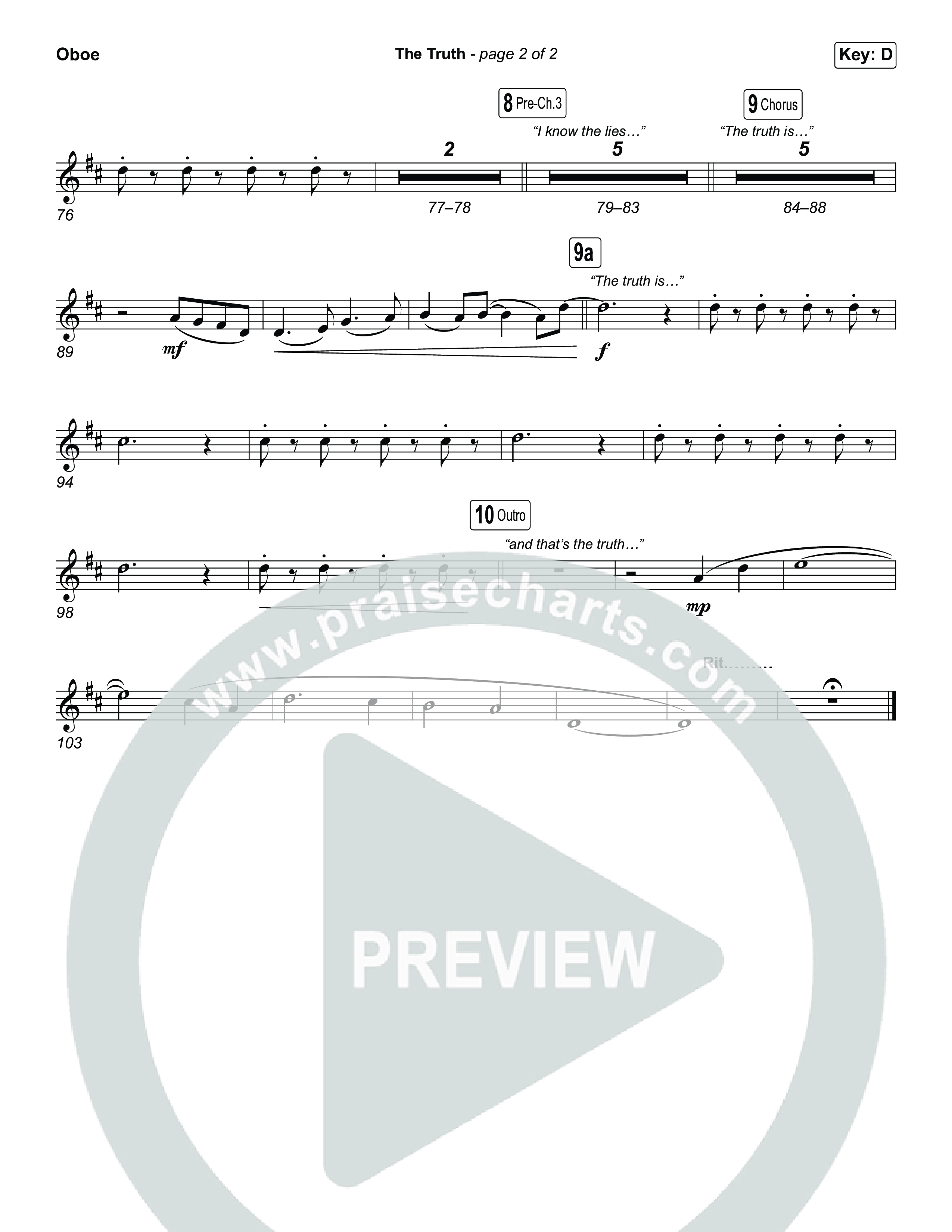 The Truth (Worship Choir/SAB) Oboe (Megan Woods / Arr. Luke Gambill)