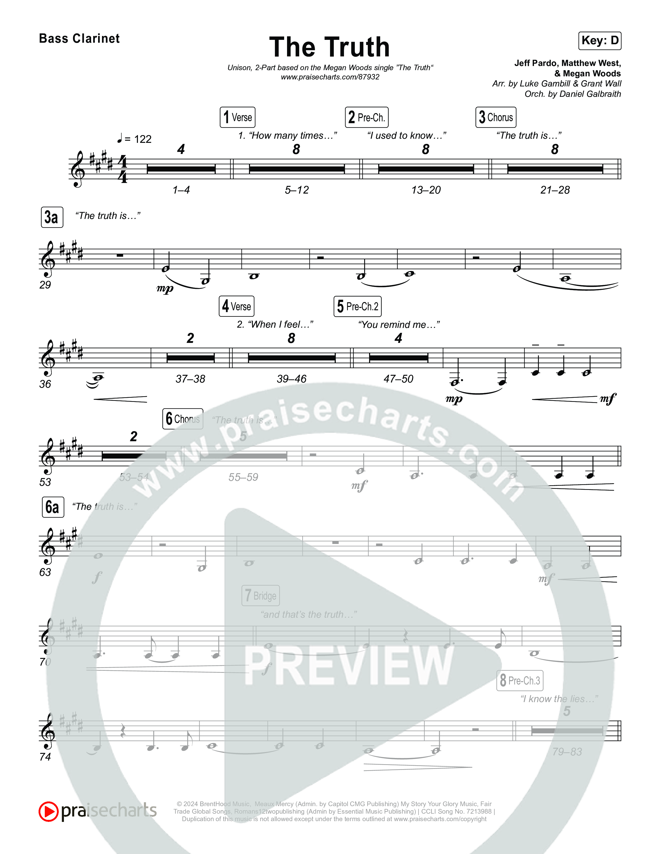 The Truth (Unison/2-Part) Bass Clarinet (Megan Woods / Arr. Luke Gambill)