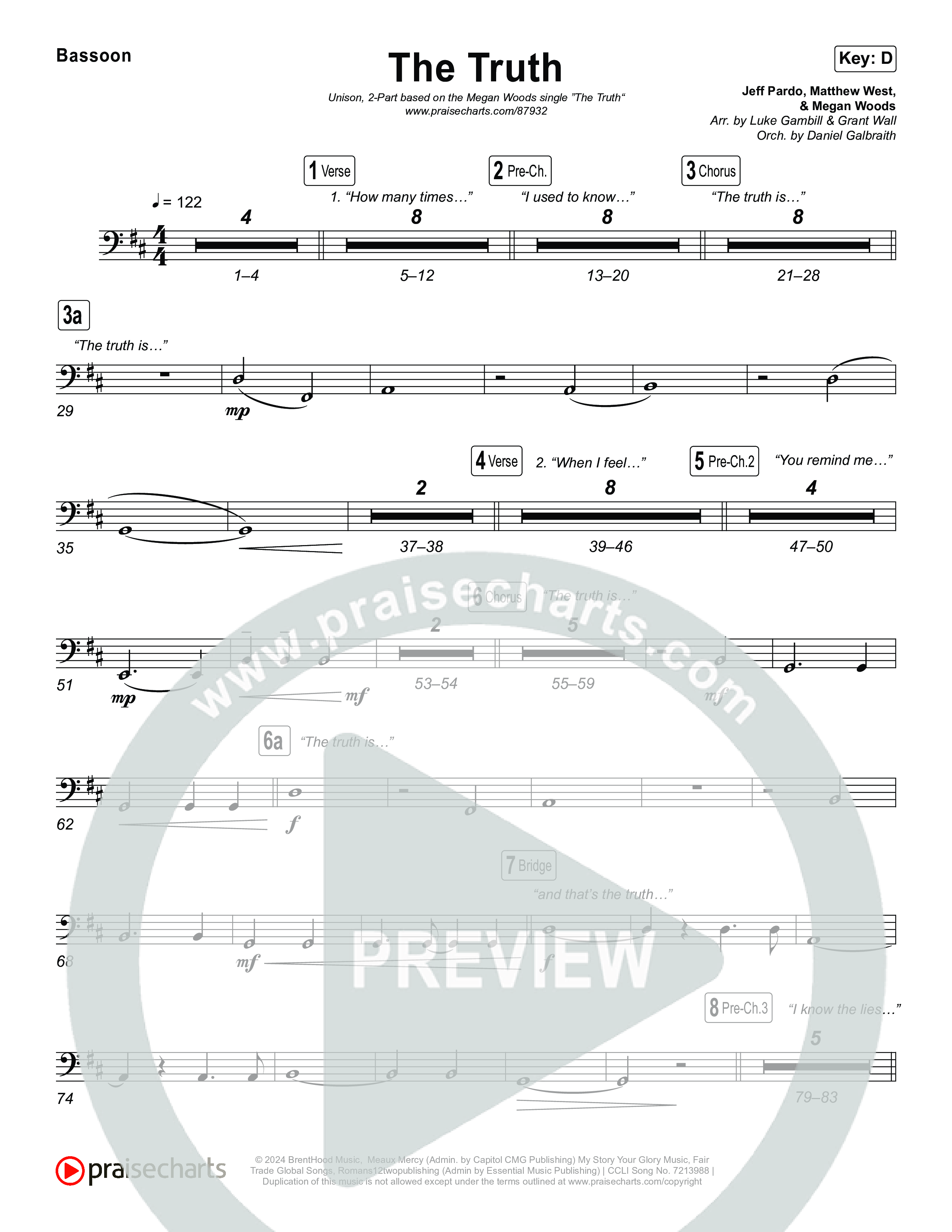 The Truth (Unison/2-Part) Bassoon (Megan Woods / Arr. Luke Gambill)