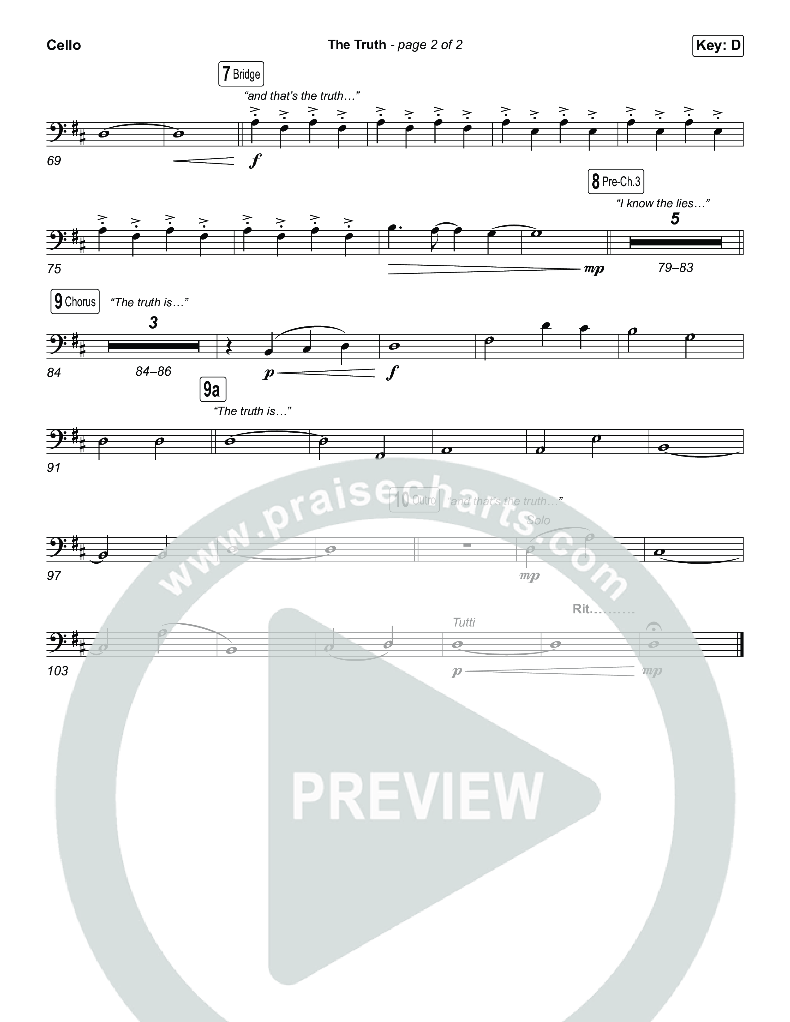 The Truth (Unison/2-Part) Cello (Megan Woods / Arr. Luke Gambill)