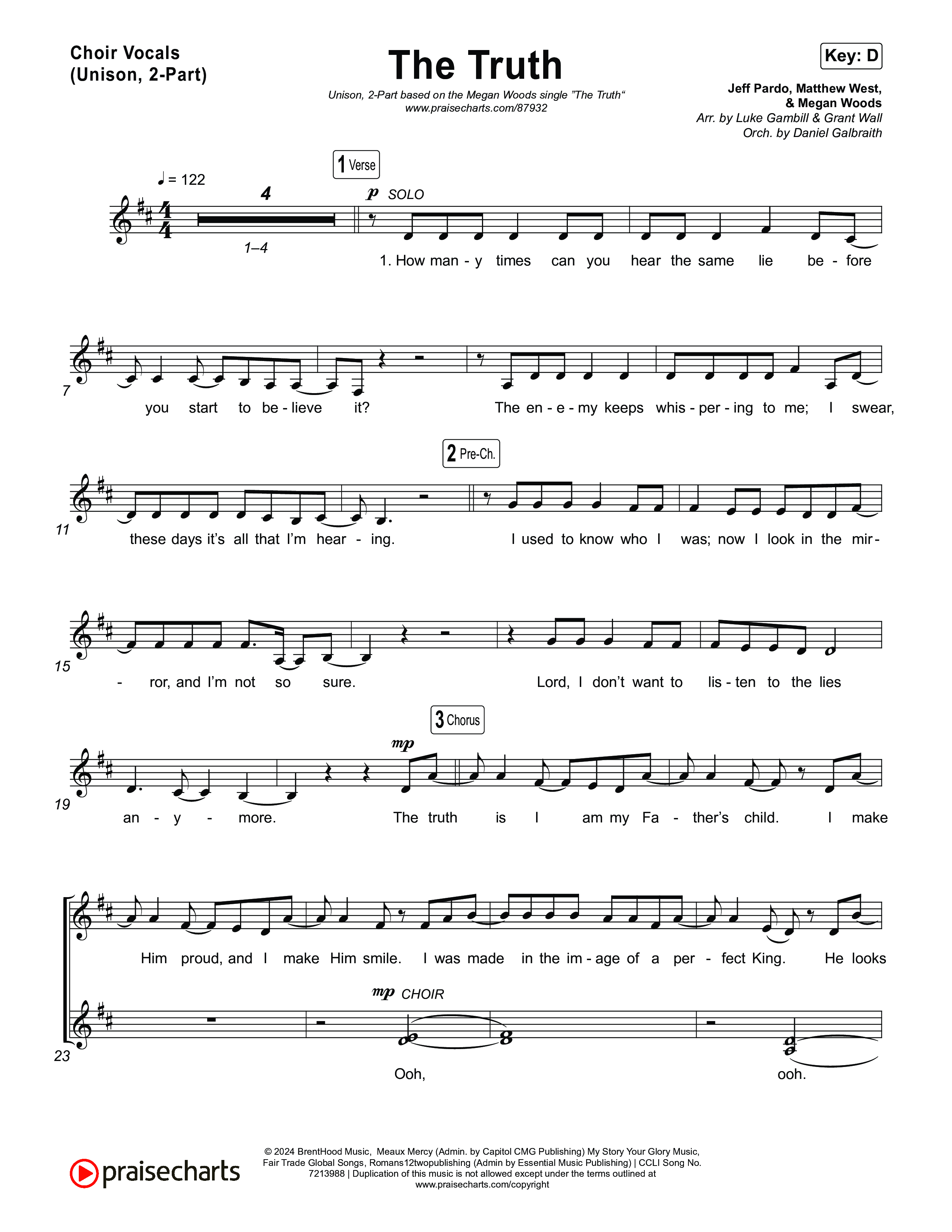 The Truth (Unison/2-Part) Choir Vocals (Uni/2-Part) (Megan Woods / Arr. Luke Gambill)