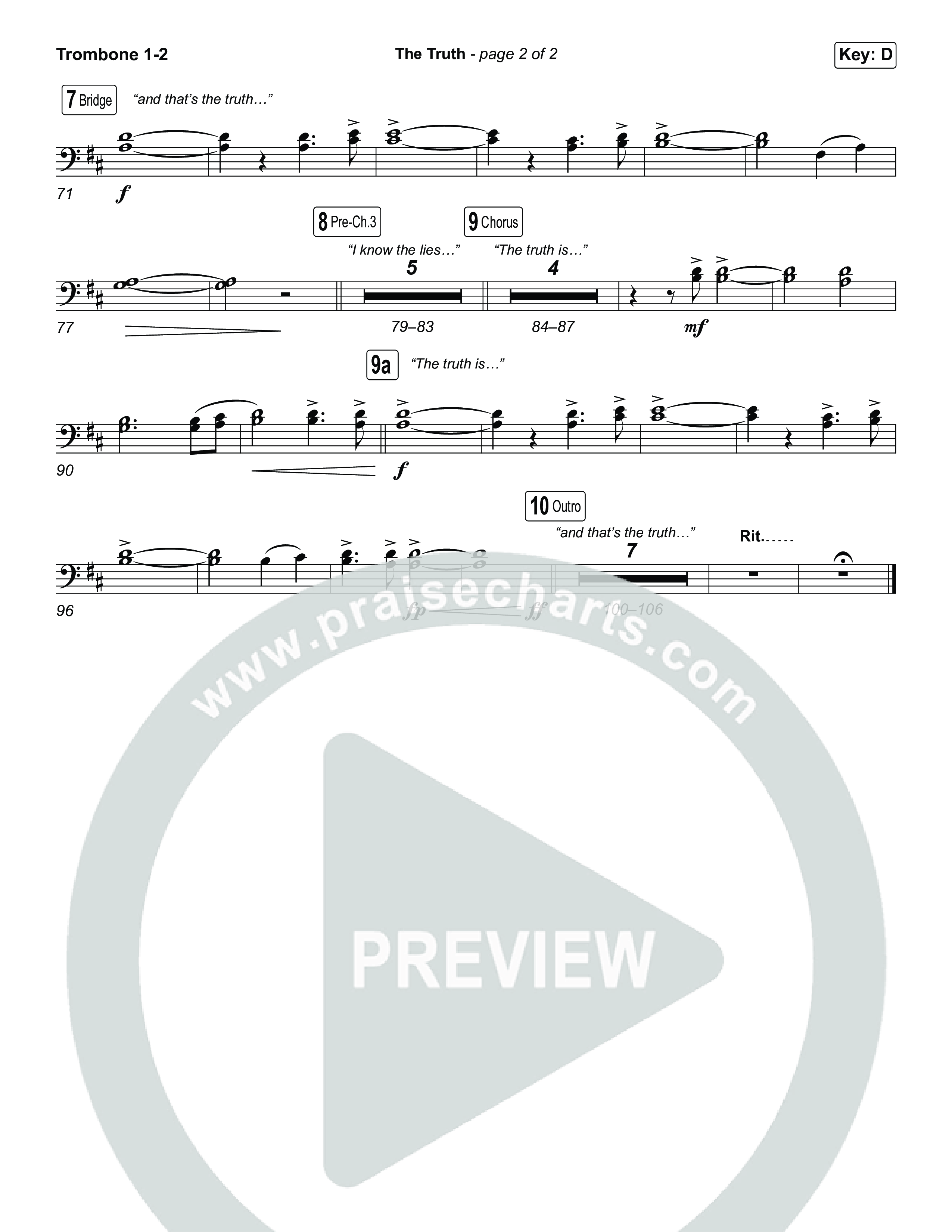 The Truth (Unison/2-Part) Trombone 1/2 (Megan Woods / Arr. Luke Gambill)