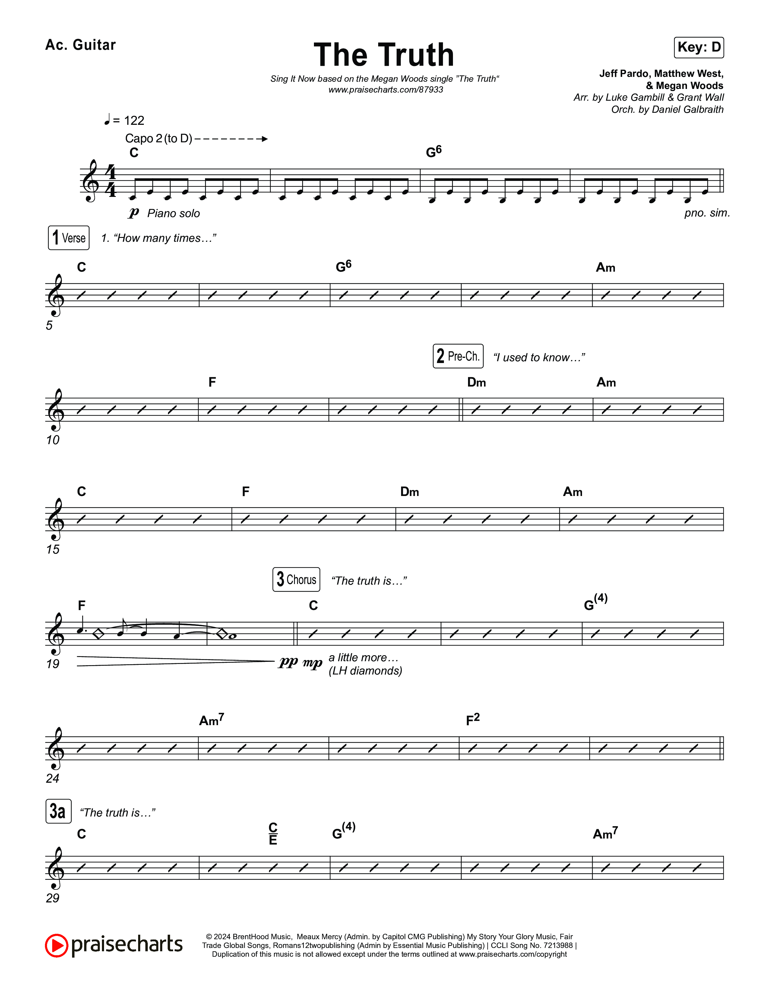 The Truth (Sing It Now) Acoustic Guitar (Megan Woods / Arr. Luke Gambill)