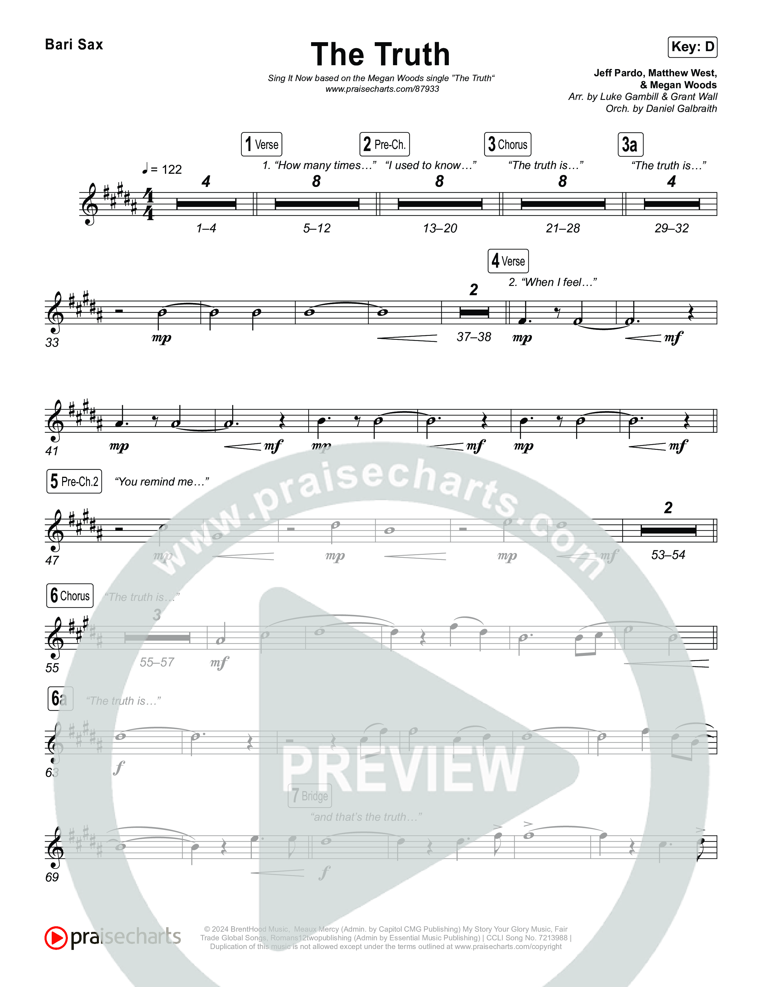 The Truth (Sing It Now) Bari Sax (Megan Woods / Arr. Luke Gambill)
