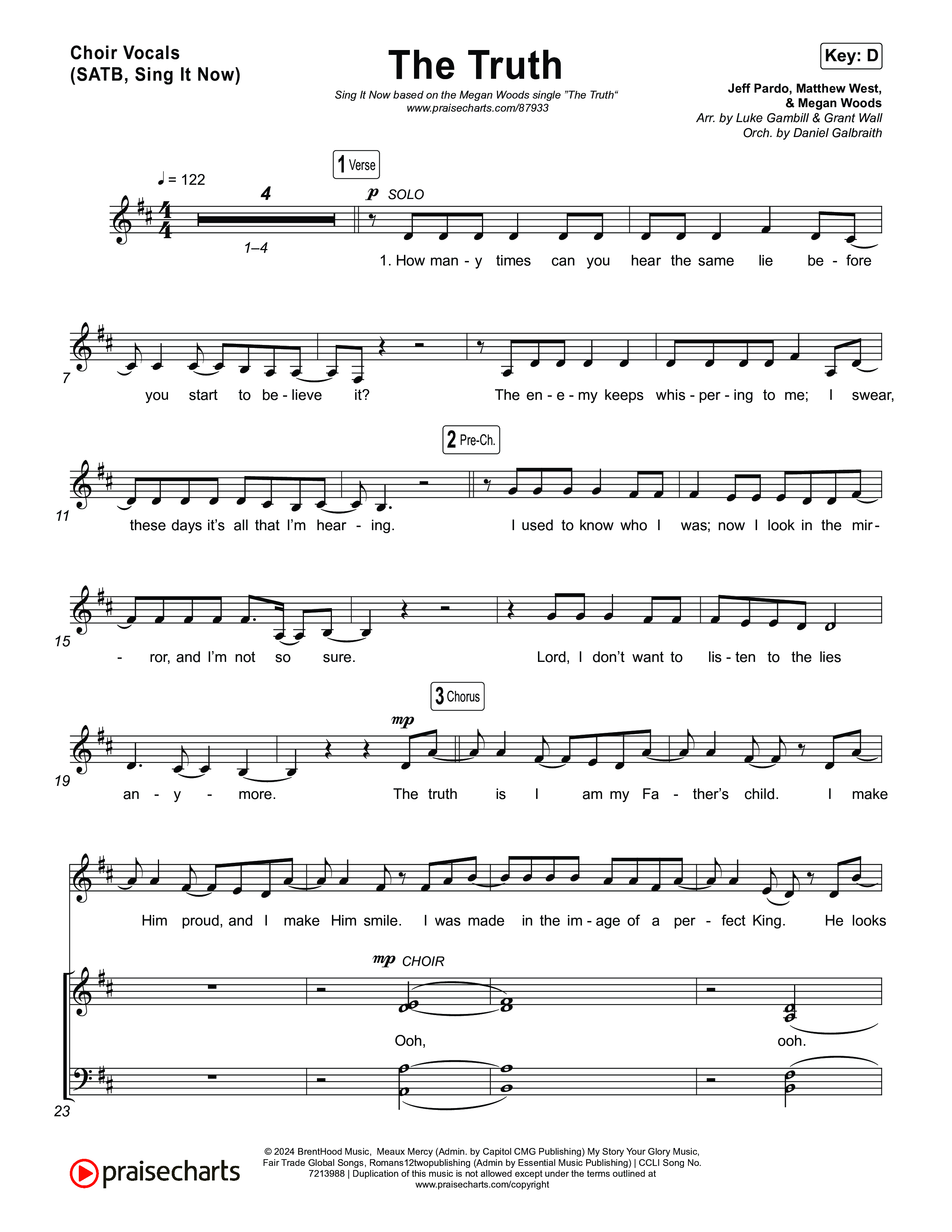 The Truth (Sing It Now) Choir Sheet (SATB) (Megan Woods / Arr. Luke Gambill)