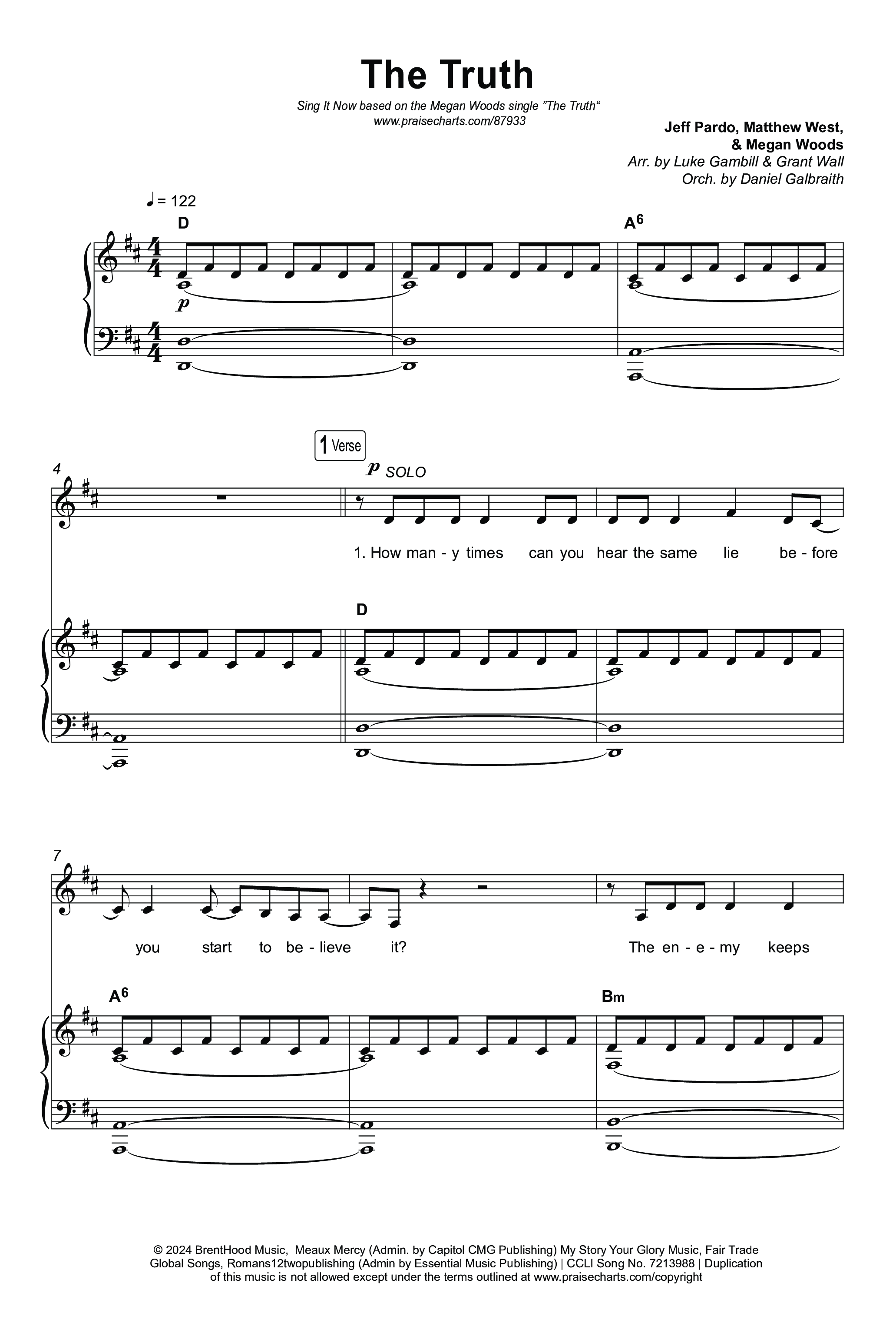 The Truth (Sing It Now) Octavo (SATB & Pno) (Megan Woods / Arr. Luke Gambill)