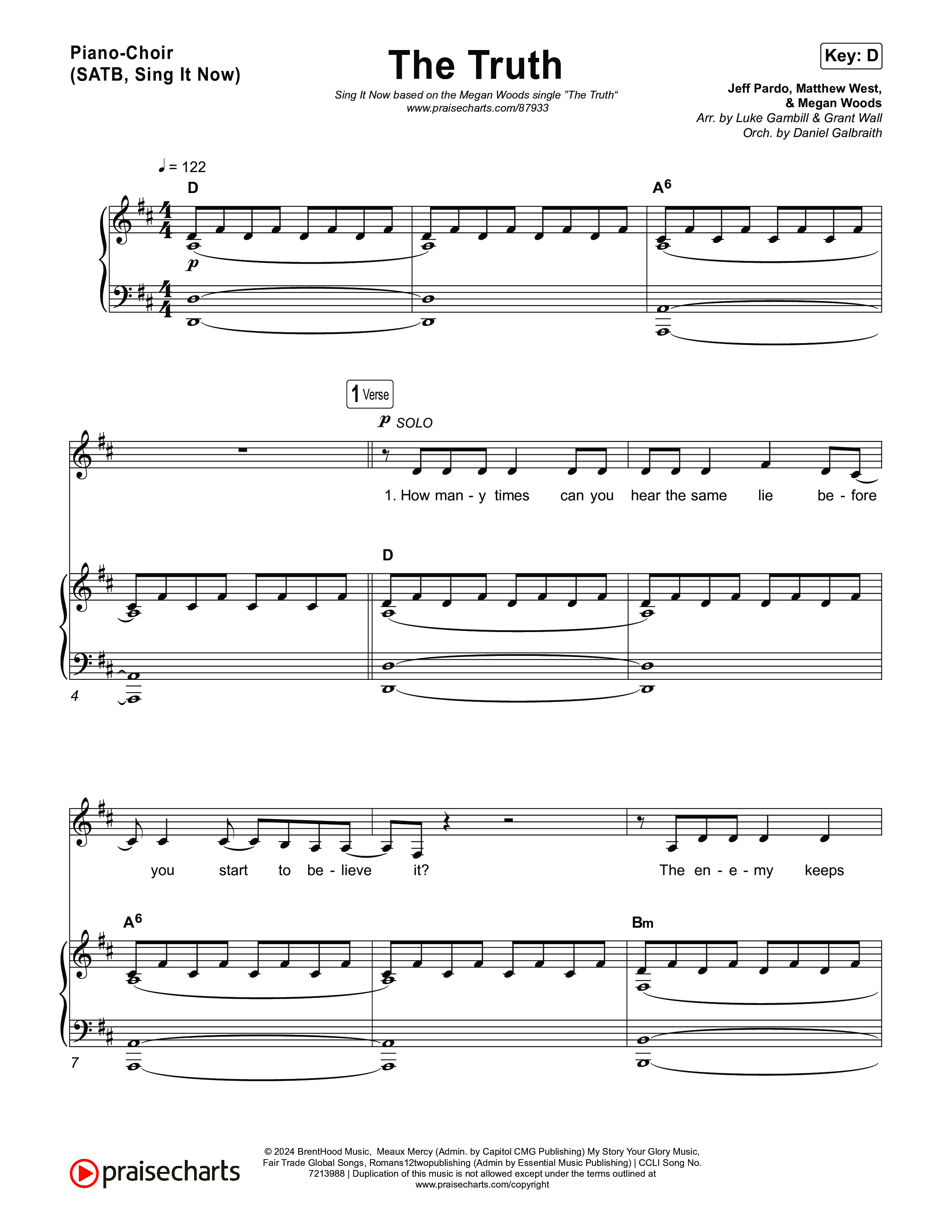 The Truth (Sing It Now) Piano/Choir (SATB) (Megan Woods / Arr. Luke Gambill)