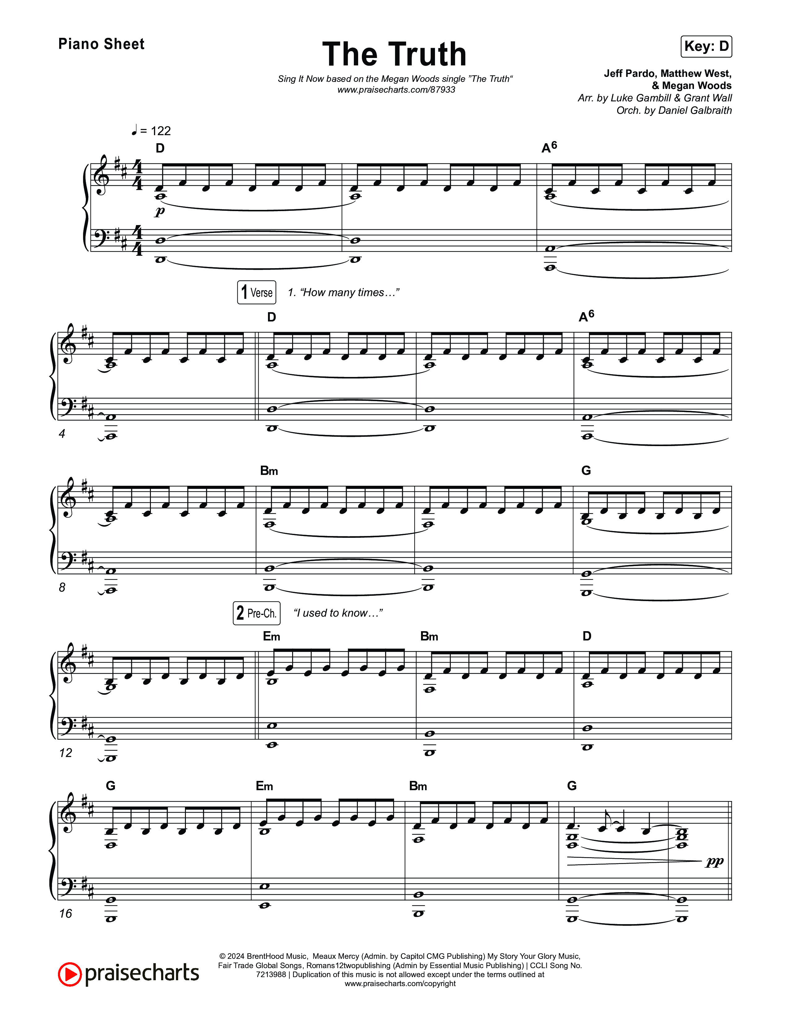 The Truth (Sing It Now) Piano Sheet (Megan Woods / Arr. Luke Gambill)