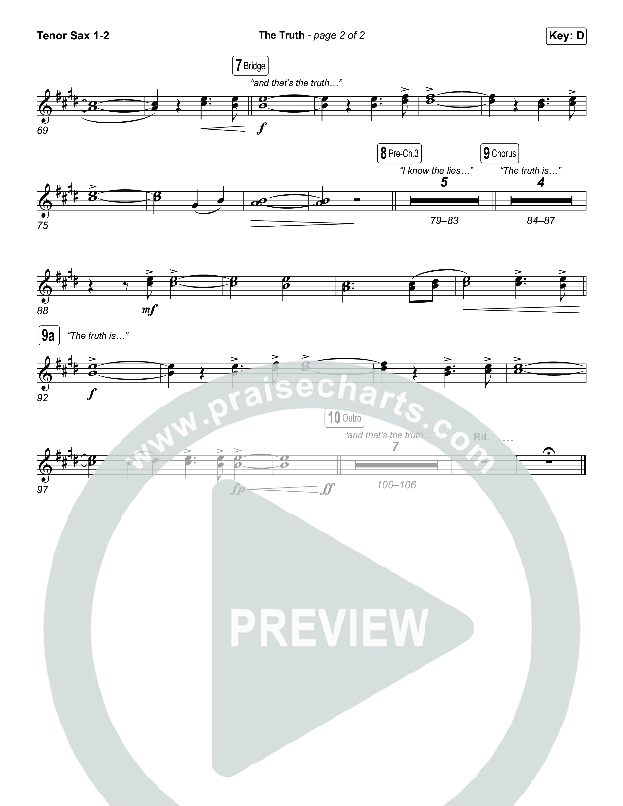The Truth (Sing It Now) Tenor Sax 1/2 (Megan Woods / Arr. Luke Gambill)
