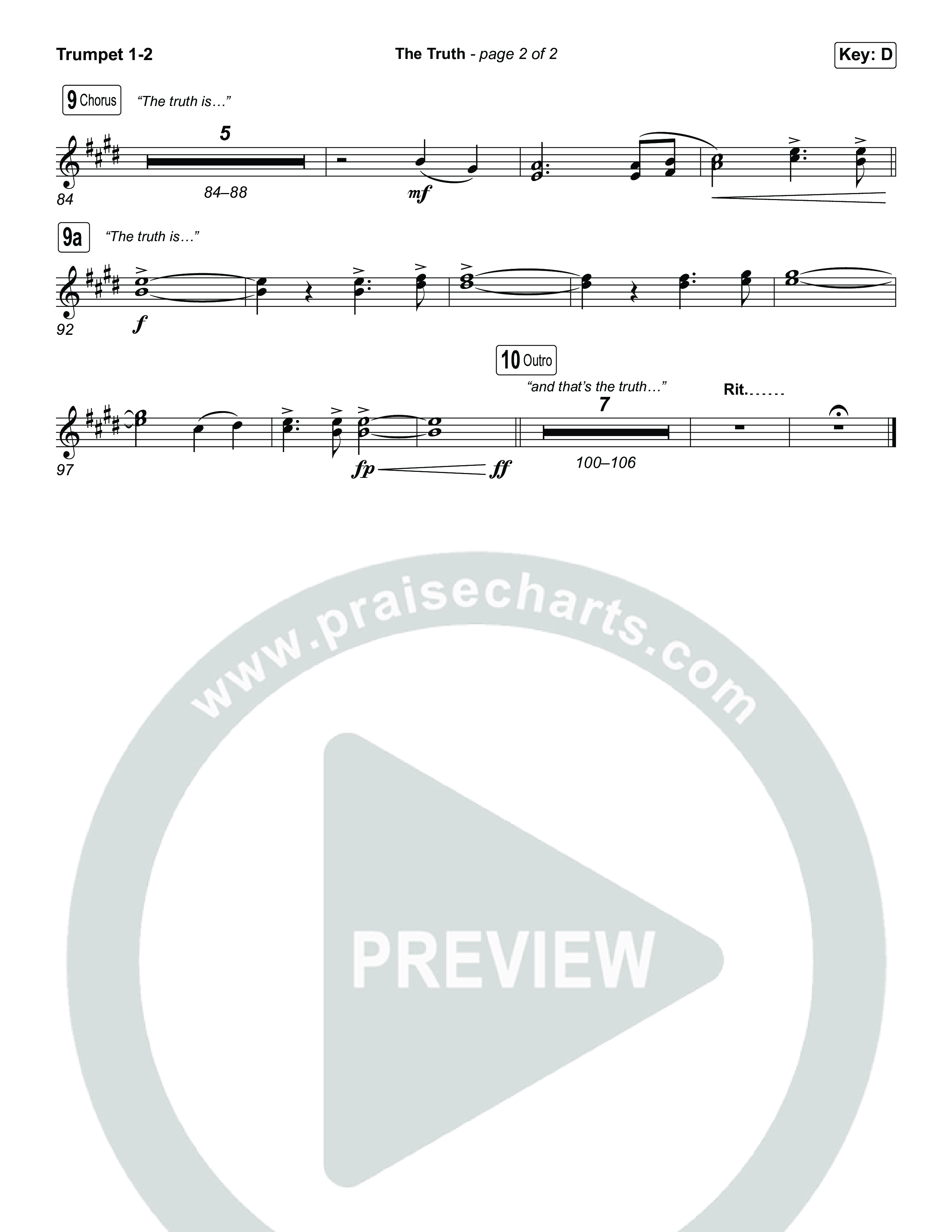 The Truth (Sing It Now) Trumpet 1,2 (Megan Woods / Arr. Luke Gambill)