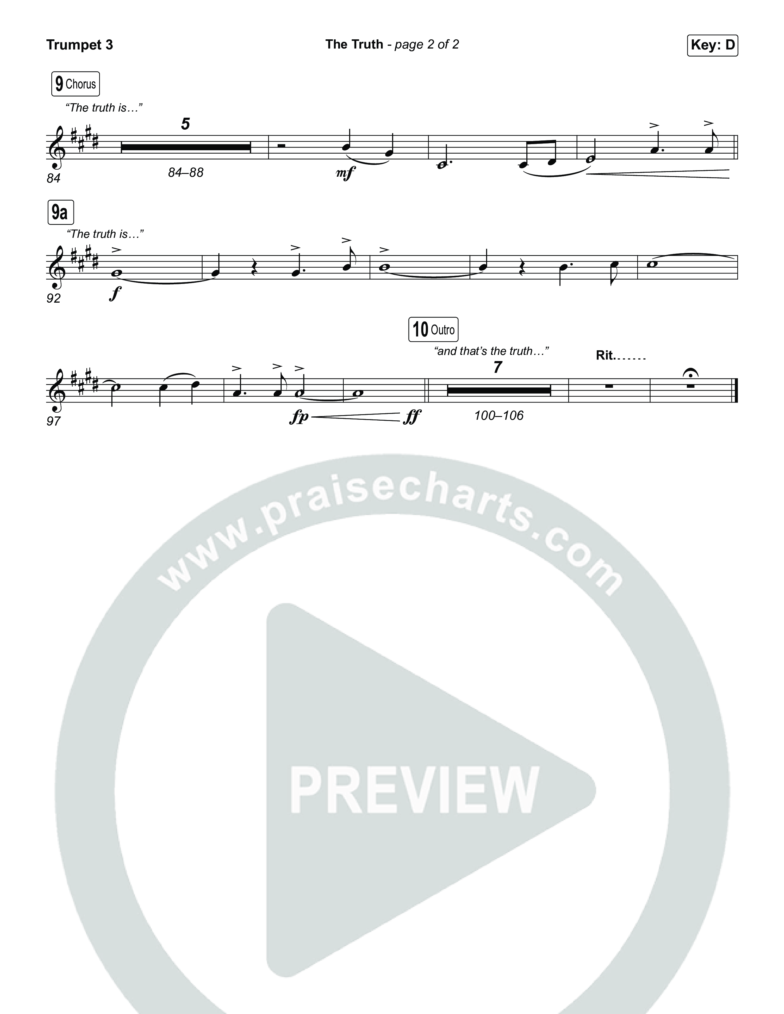 The Truth (Sing It Now) Trumpet 3 (Megan Woods / Arr. Luke Gambill)