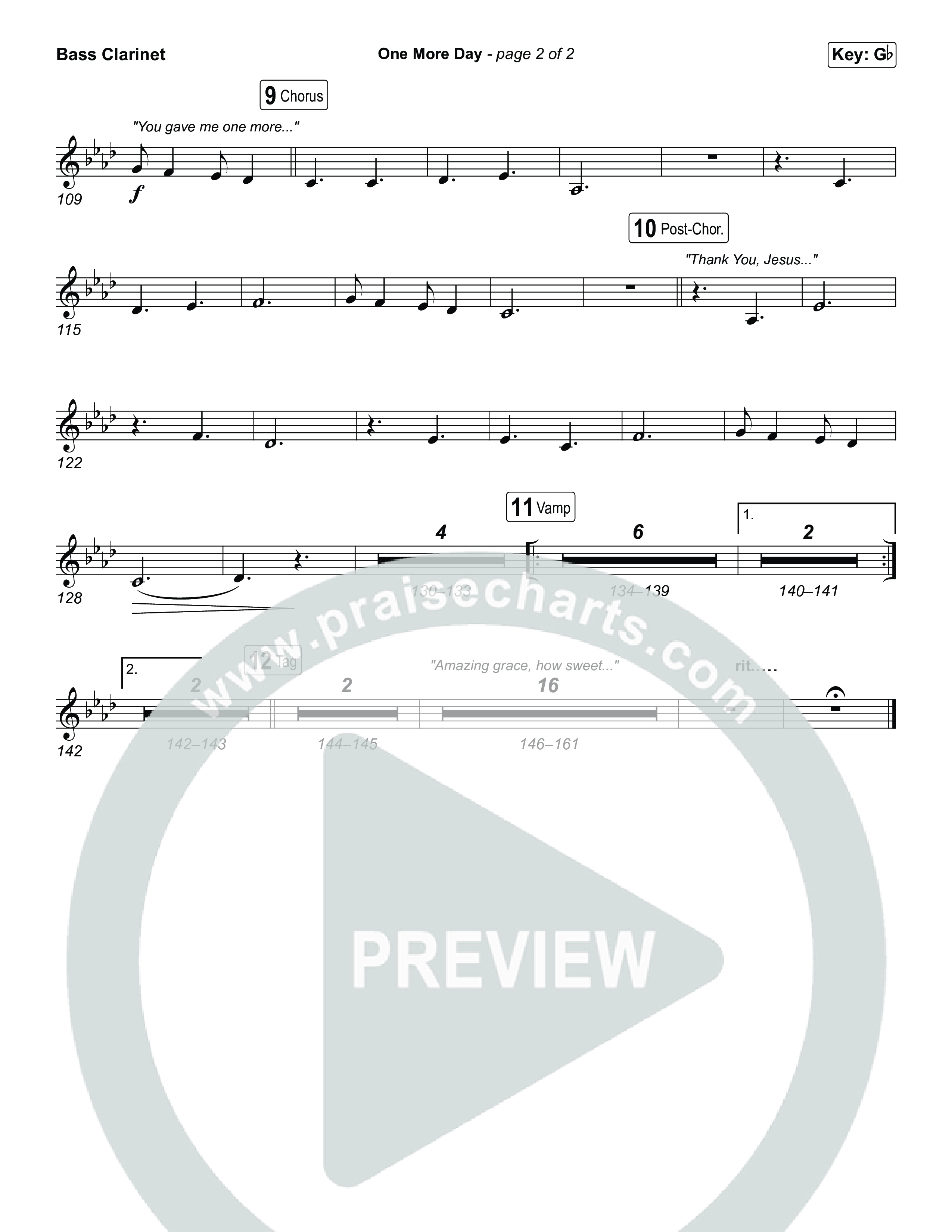 One More Day (Choral Anthem SATB) Bass Clarinet (Sons Of Sunday / Arr. Luke Gambill)