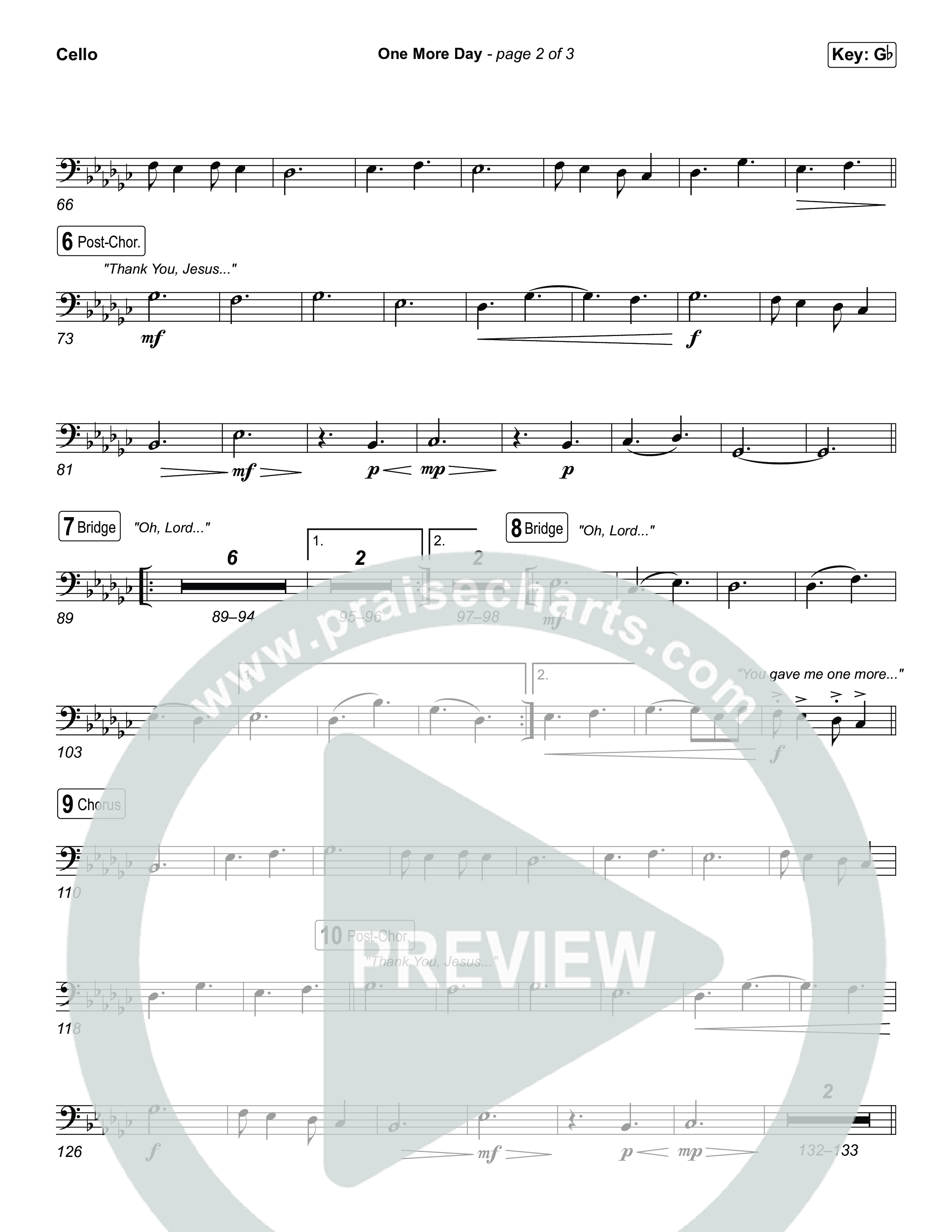 One More Day (Choral Anthem SATB) Cello (Sons Of Sunday / Arr. Luke Gambill)