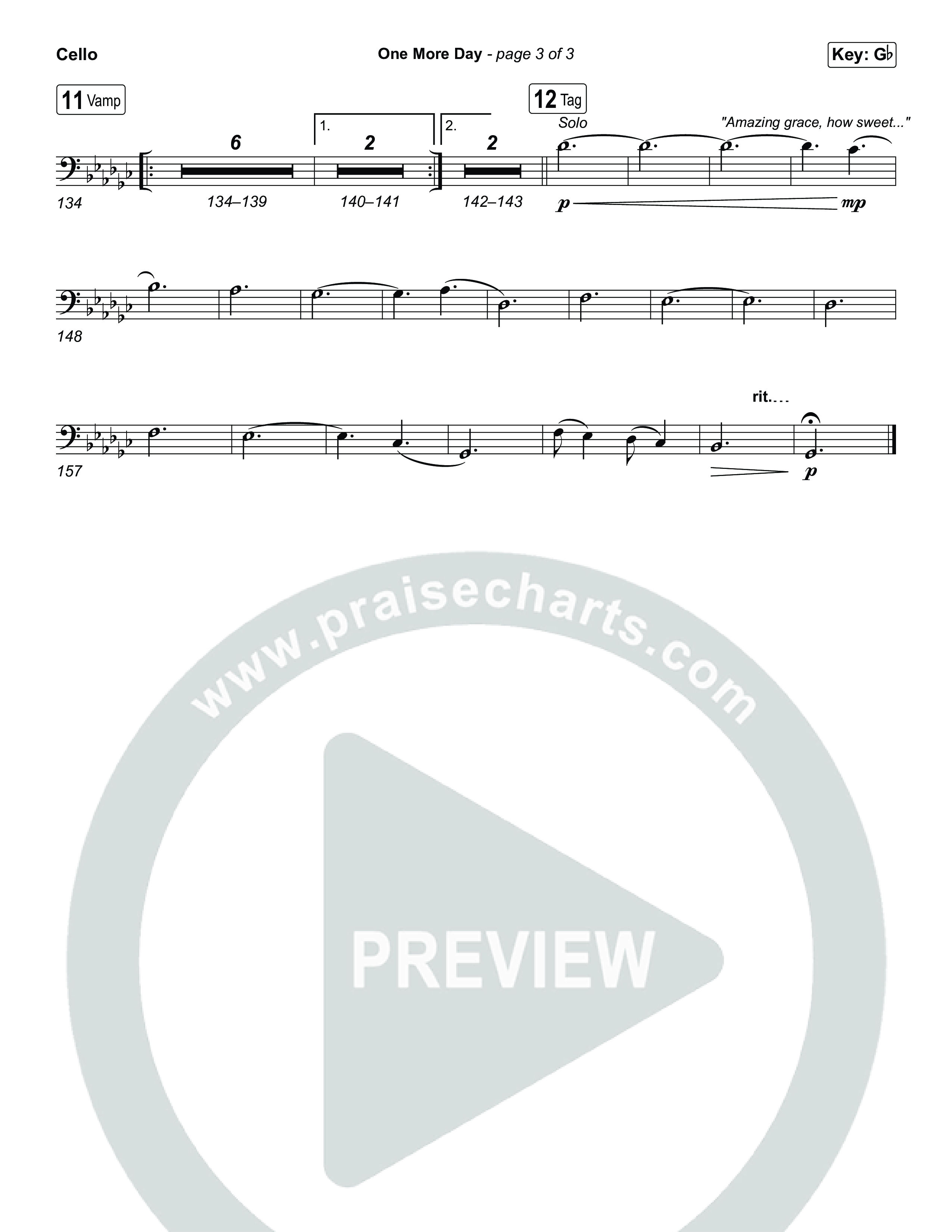 One More Day (Choral Anthem SATB) Cello (Sons Of Sunday / Arr. Luke Gambill)