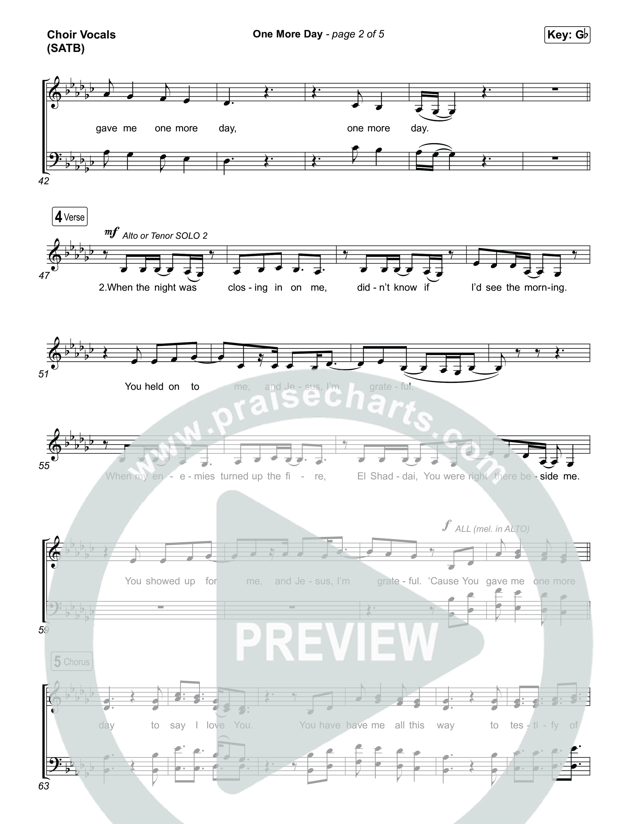One More Day (Choral Anthem SATB) Choir Sheet (SATB) (Sons Of Sunday / Arr. Luke Gambill)