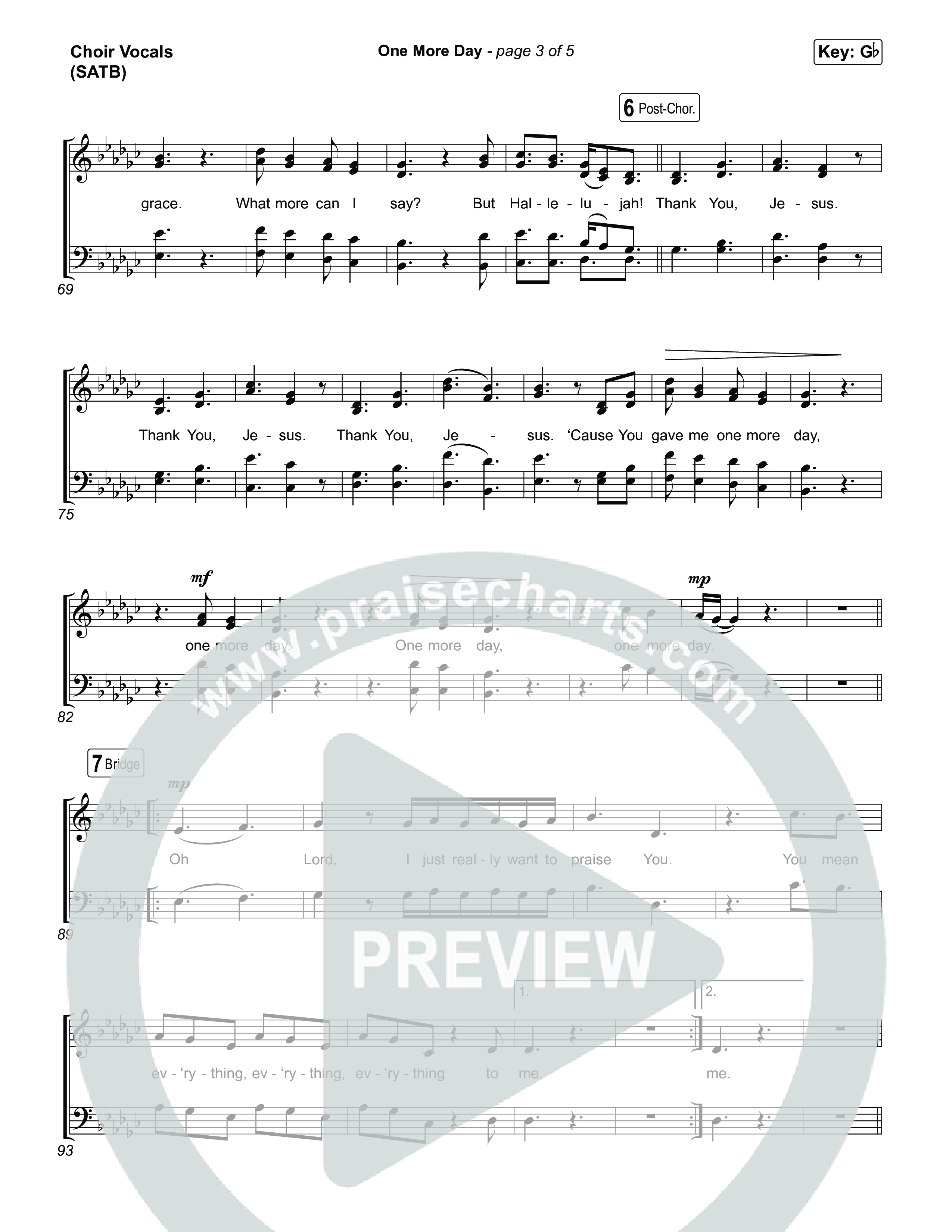 One More Day (Choral Anthem SATB) Choir Sheet (SATB) (Sons Of Sunday / Arr. Luke Gambill)