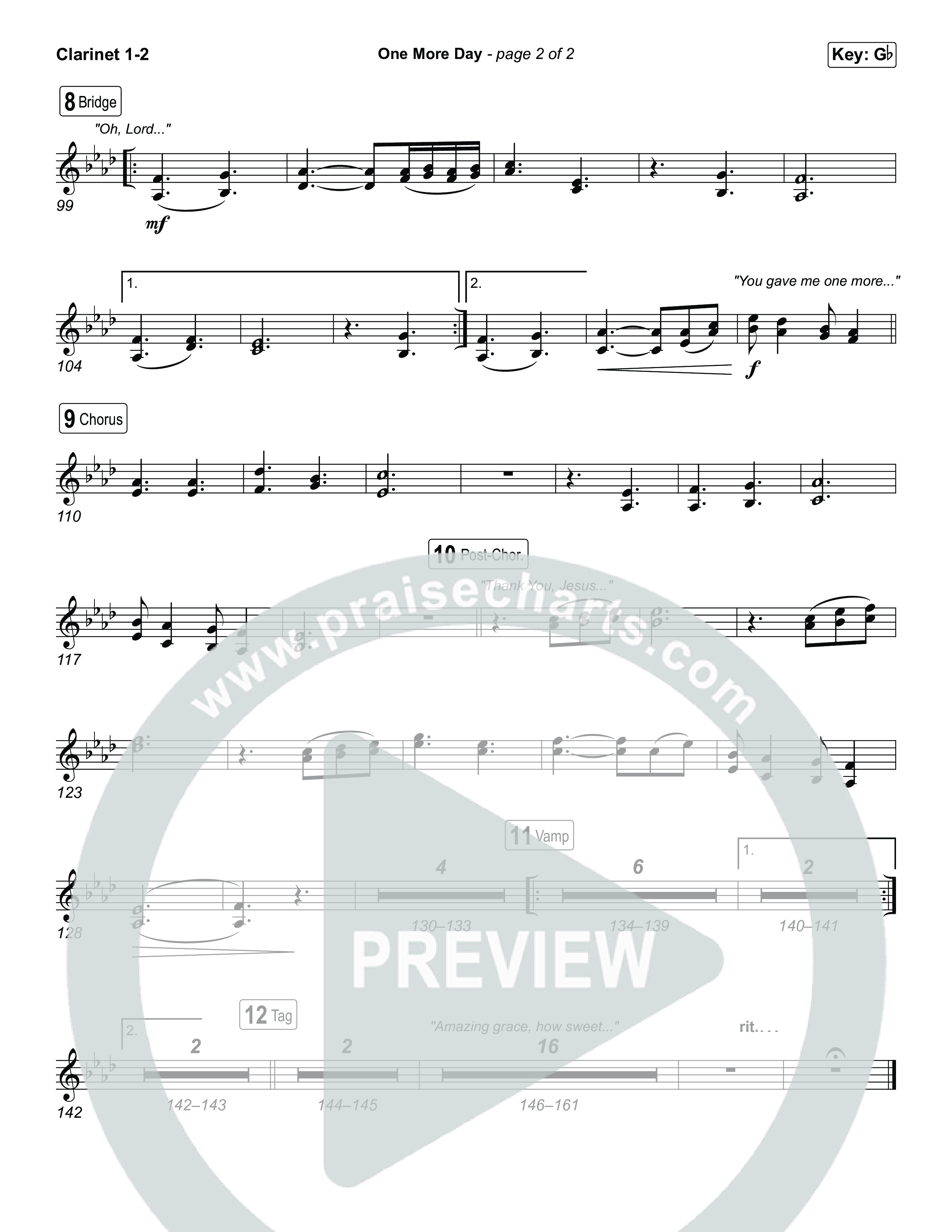 One More Day (Choral Anthem SATB) Clarinet 1,2 (Sons Of Sunday / Arr. Luke Gambill)