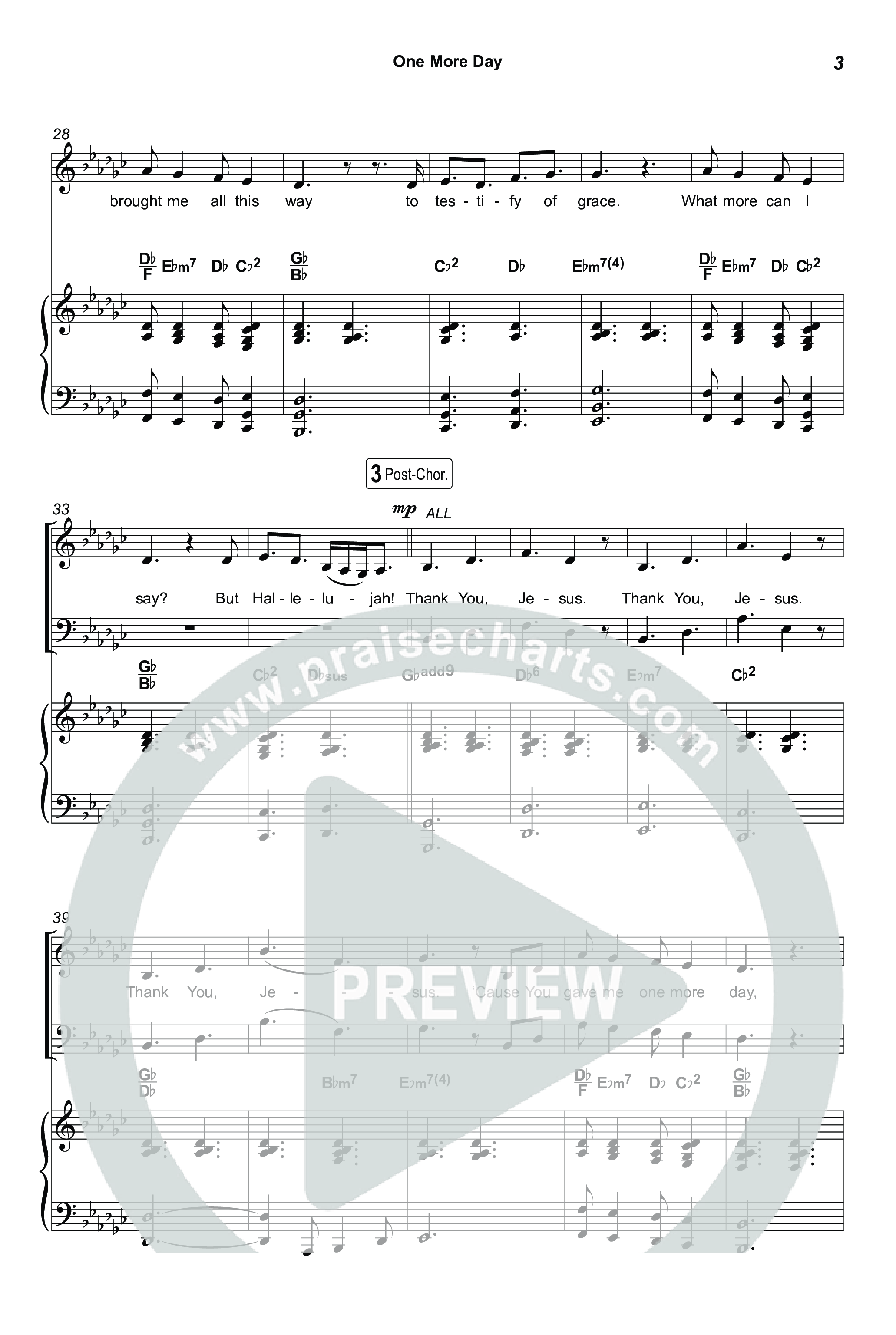 One More Day (Choral Anthem SATB) Octavo (SATB & Pno) (Sons Of Sunday / Arr. Luke Gambill)