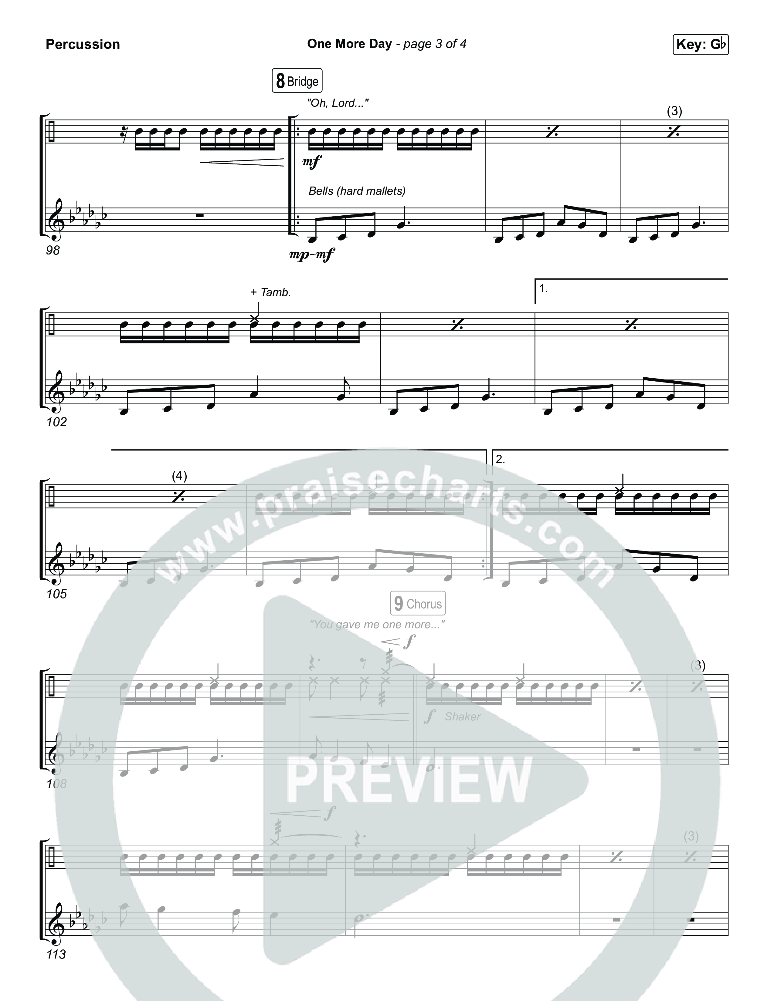 One More Day (Choral Anthem SATB) Percussion (Sons Of Sunday / Arr. Luke Gambill)
