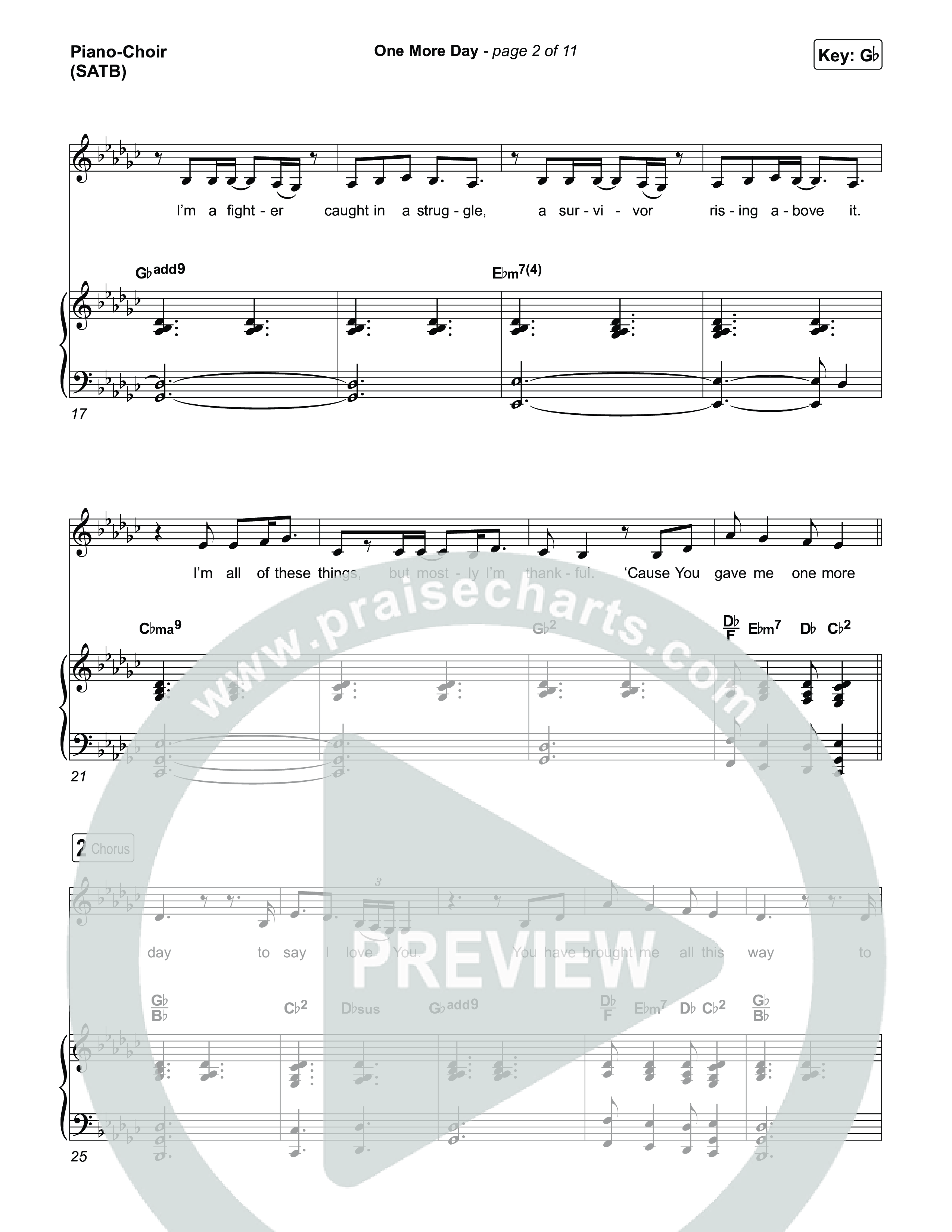 One More Day (Choral Anthem SATB) Piano/Vocal (SATB) (Sons Of Sunday / Arr. Luke Gambill)