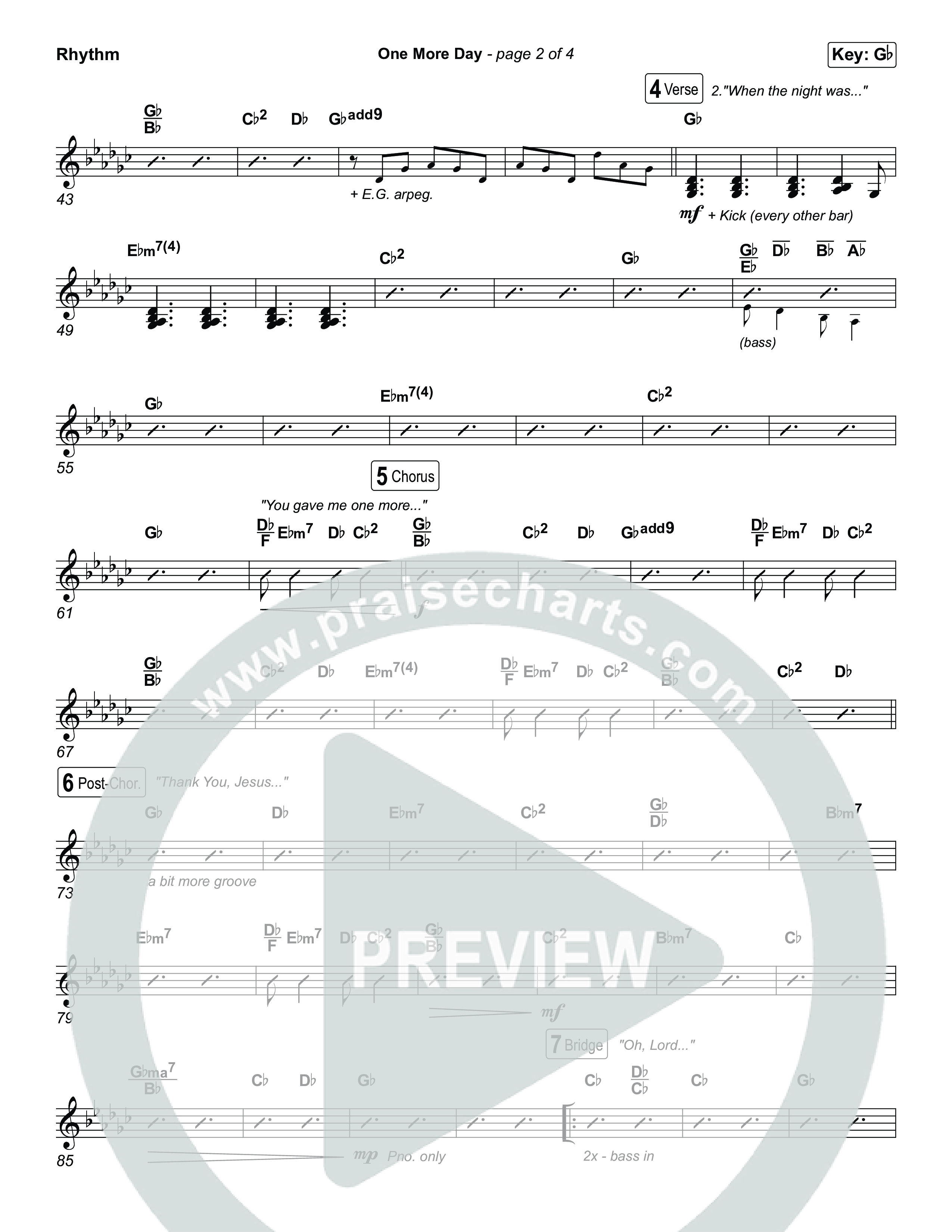 One More Day (Choral Anthem SATB) Rhythm Chart (Sons Of Sunday / Arr. Luke Gambill)