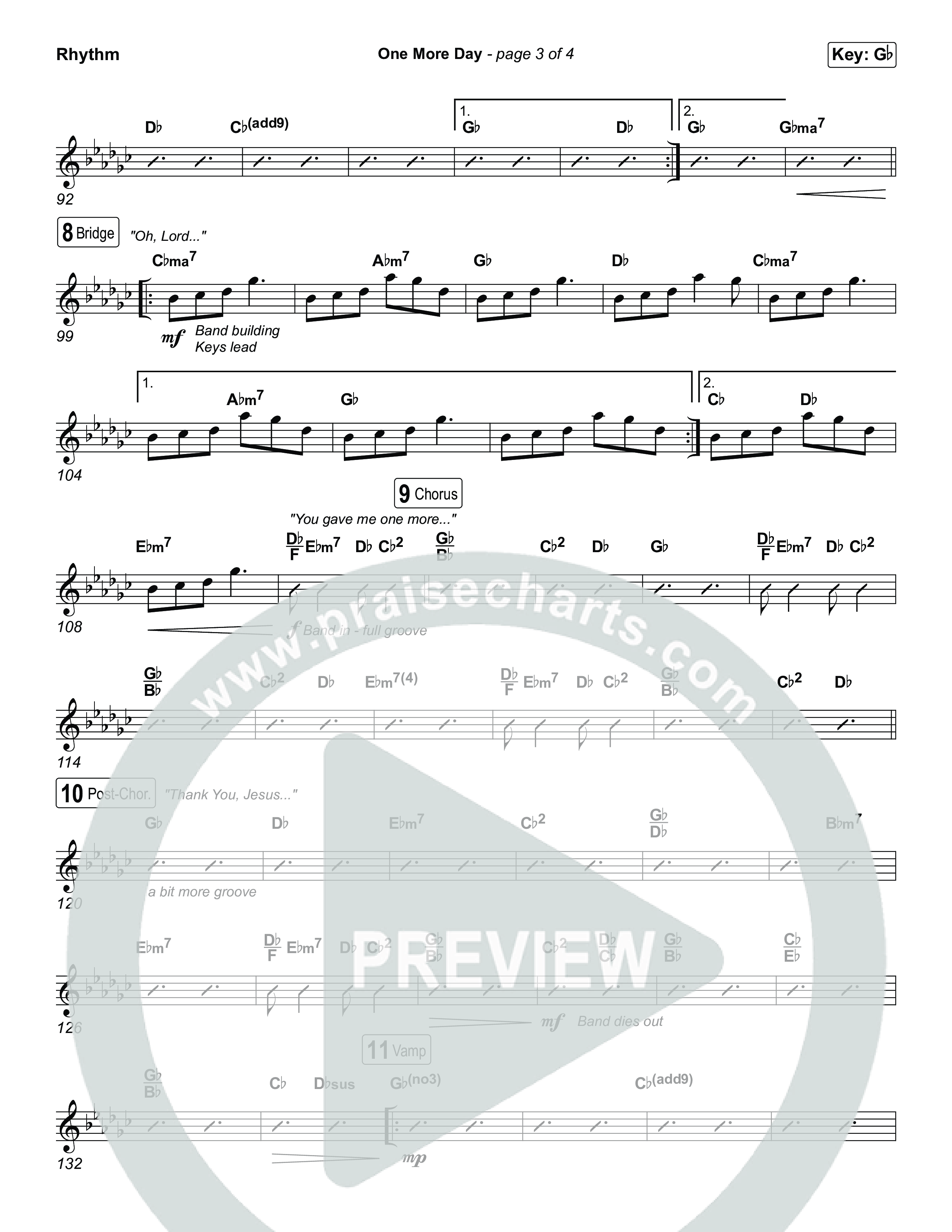 One More Day (Choral Anthem SATB) Rhythm Chart (Sons Of Sunday / Arr. Luke Gambill)