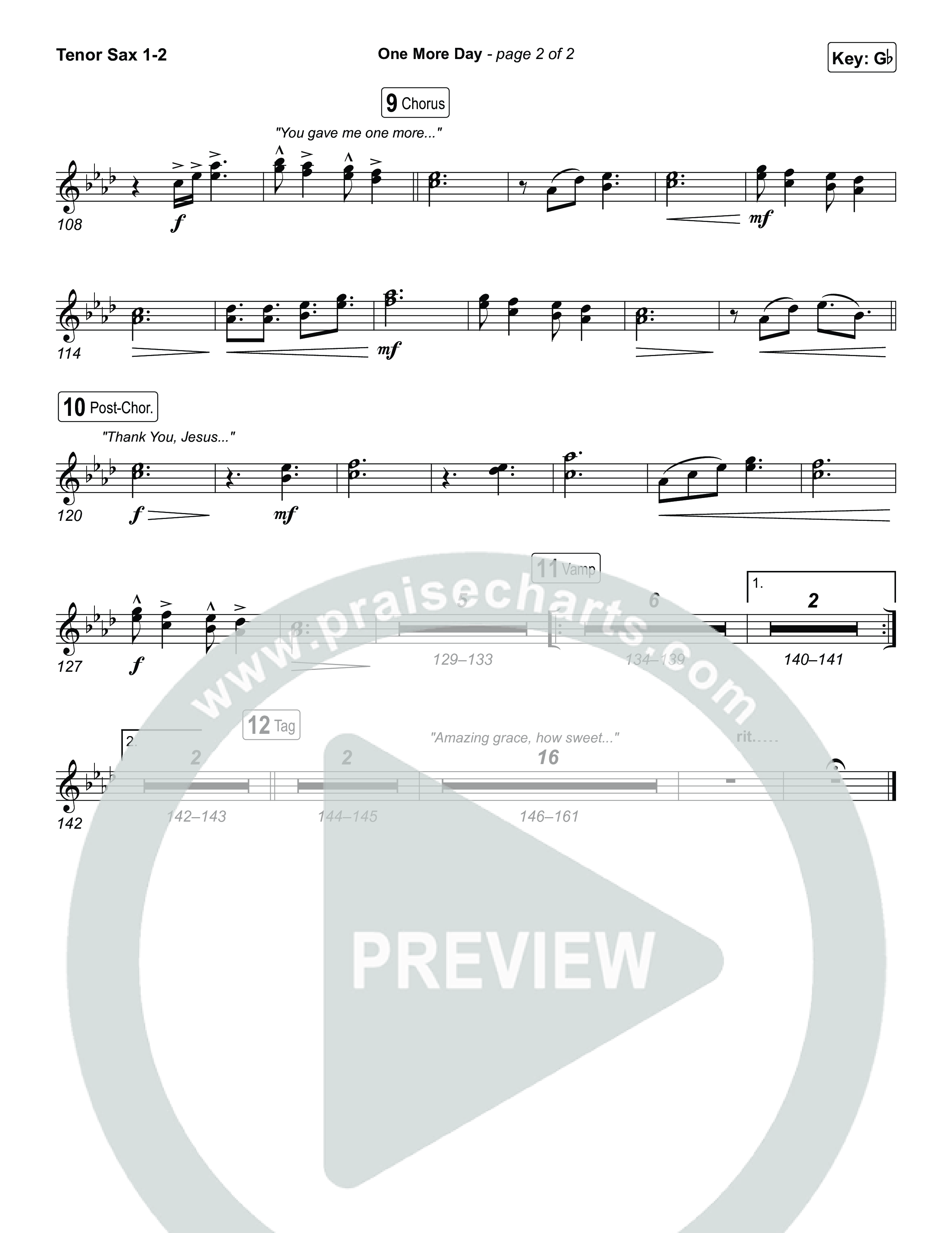 One More Day (Choral Anthem SATB) Tenor Sax 1,2 (Sons Of Sunday / Arr. Luke Gambill)