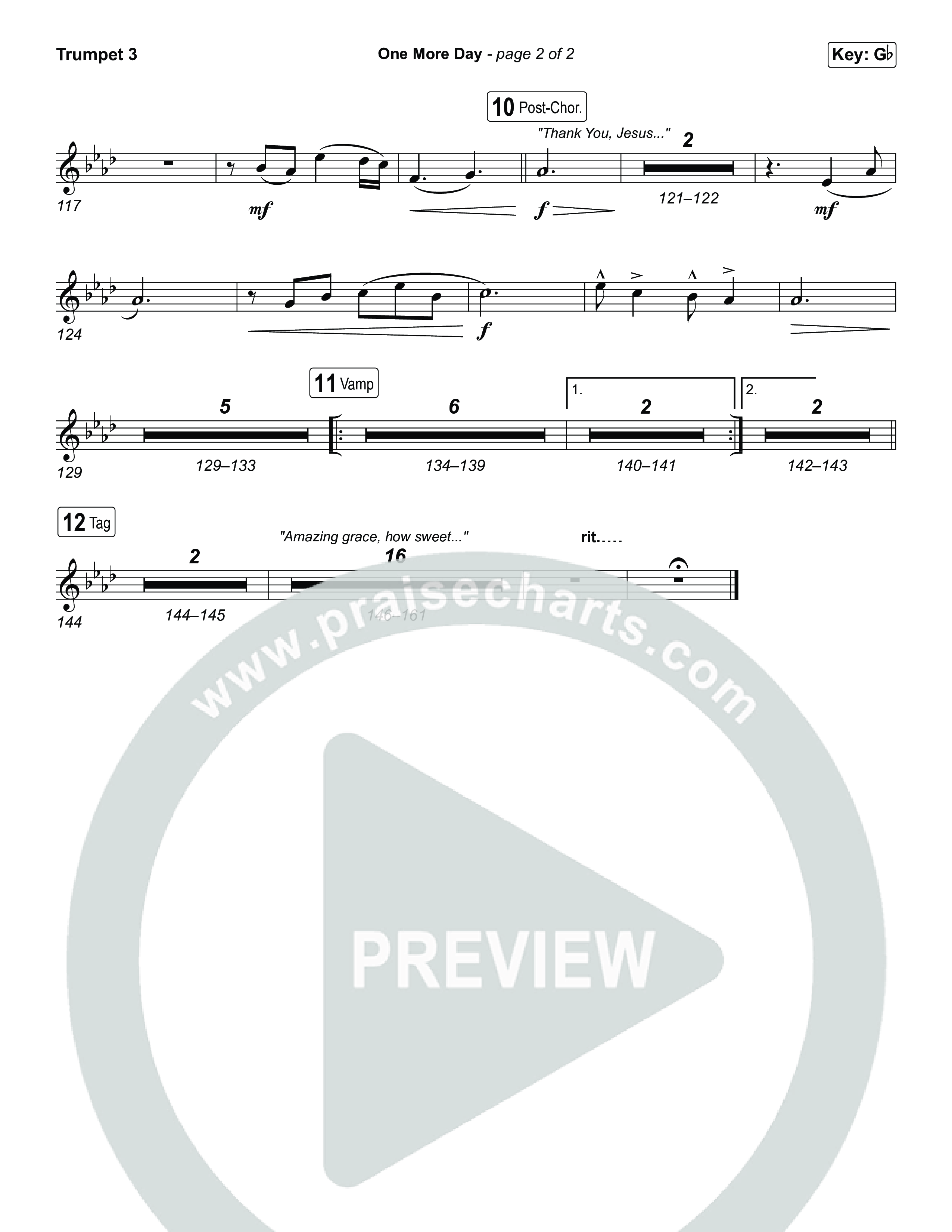 One More Day (Choral Anthem SATB) Trumpet 3 (Sons Of Sunday / Arr. Luke Gambill)