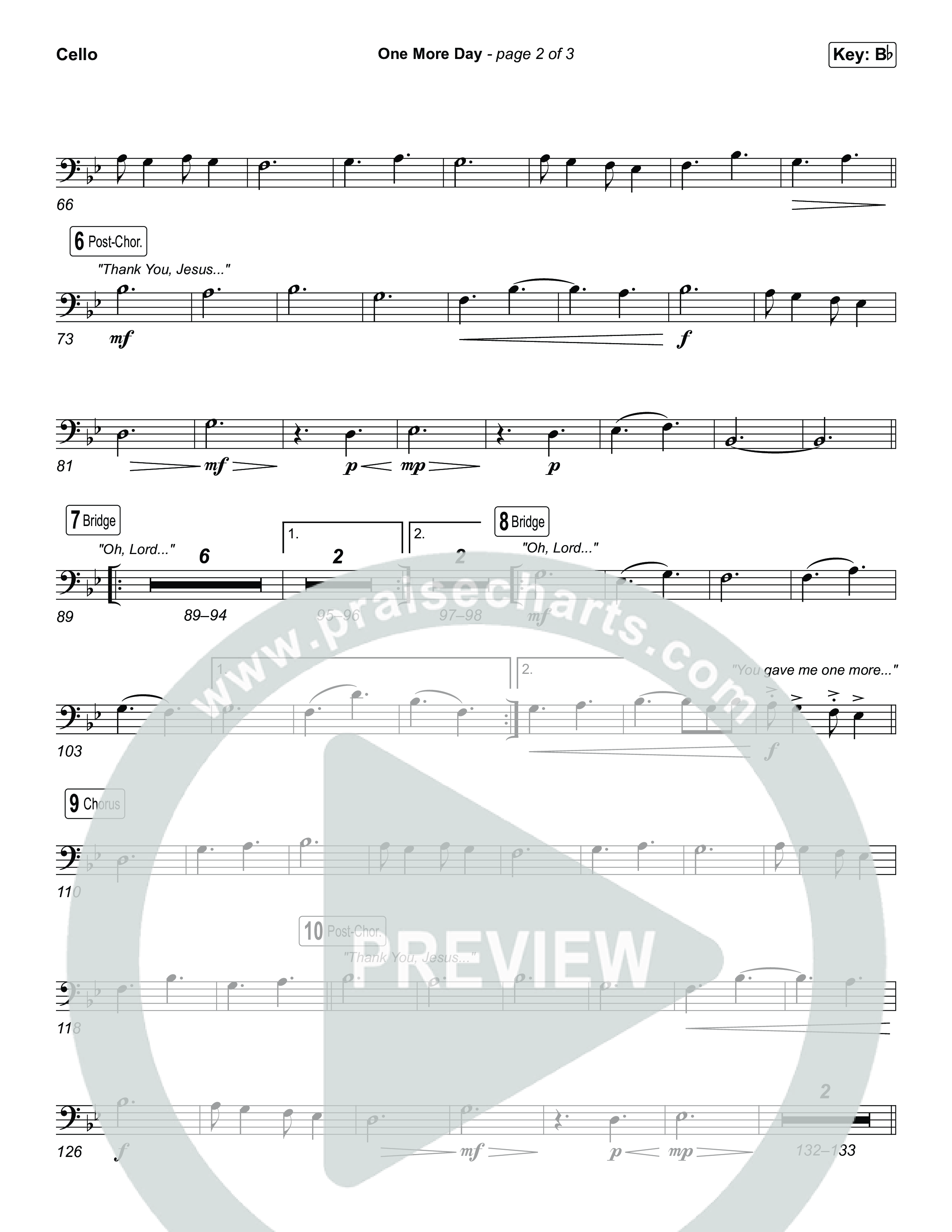 One More Day (Worship Choir/SAB) Cello (Sons Of Sunday)