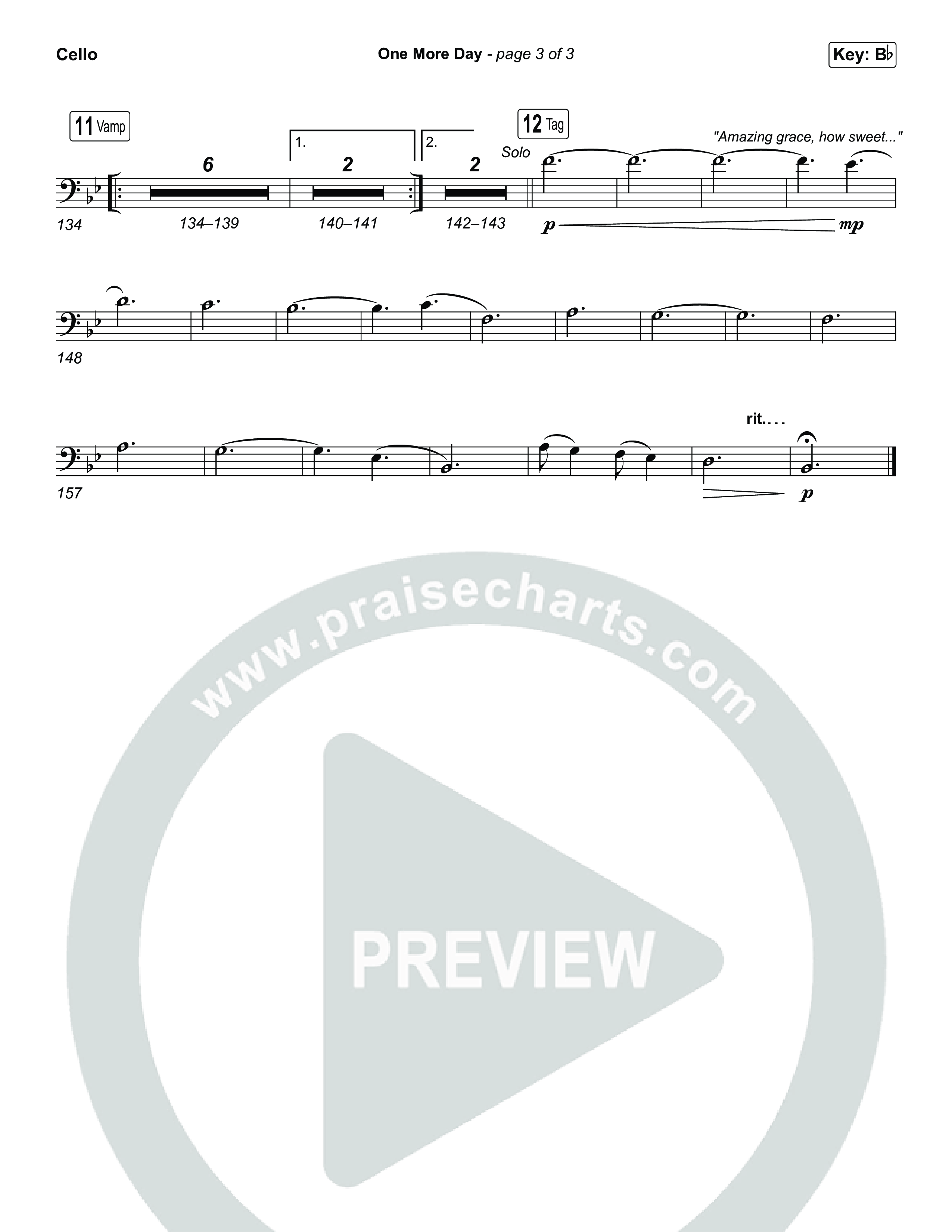 One More Day (Worship Choir/SAB) Cello (Sons Of Sunday)