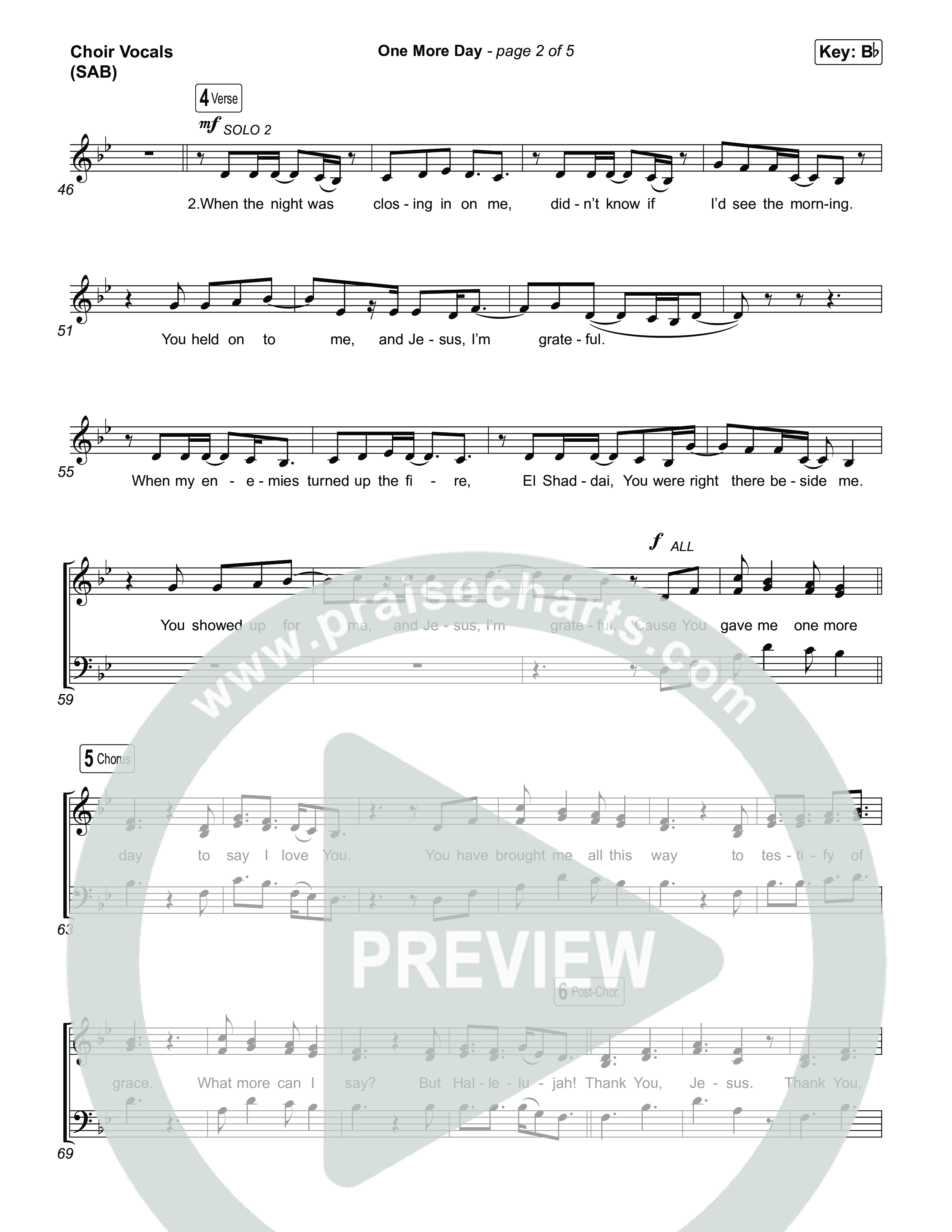 One More Day (Worship Choir/SAB) Choir Sheet (SAB) (Sons Of Sunday)