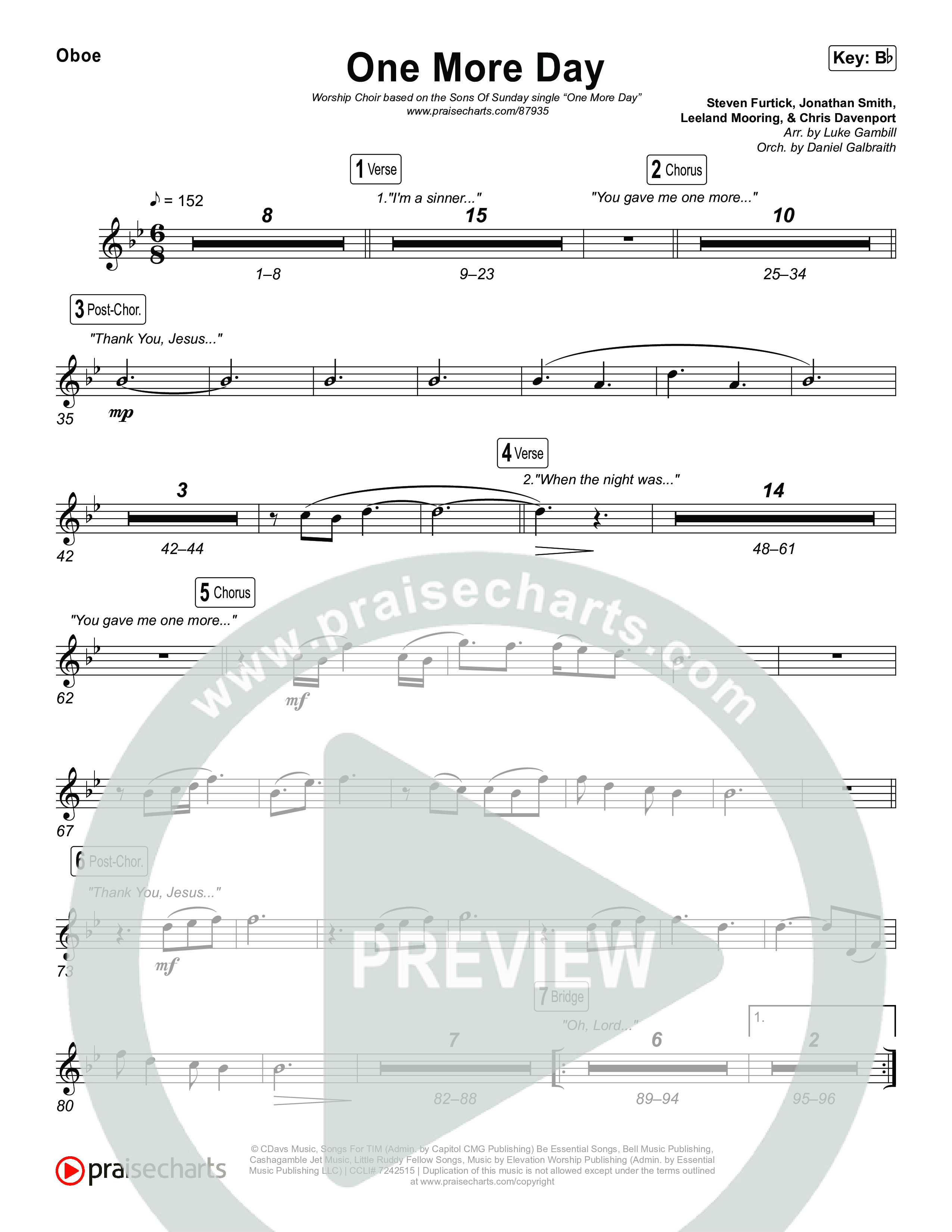 One More Day (Worship Choir/SAB) Wind Pack (Sons Of Sunday)