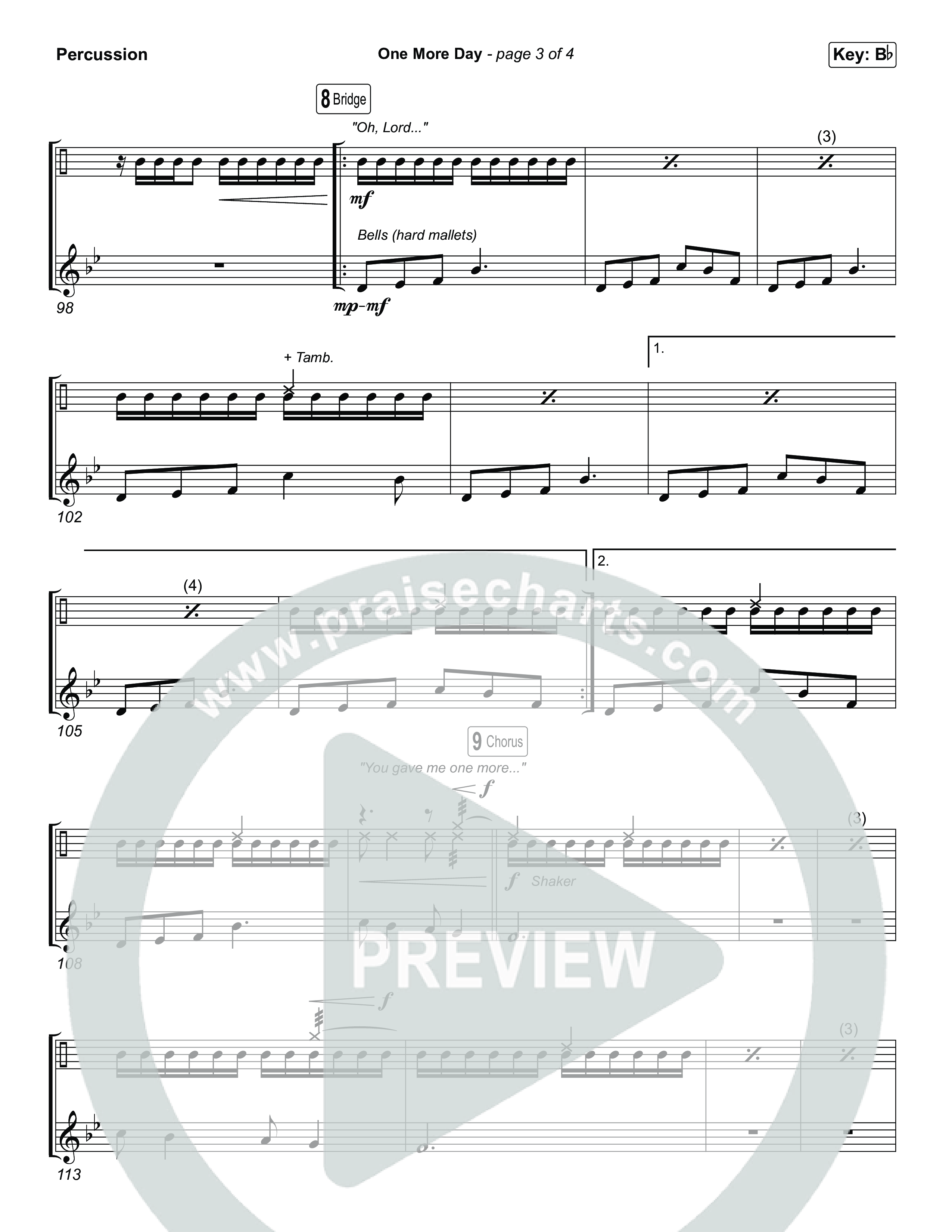 One More Day (Worship Choir/SAB) Percussion (Sons Of Sunday)