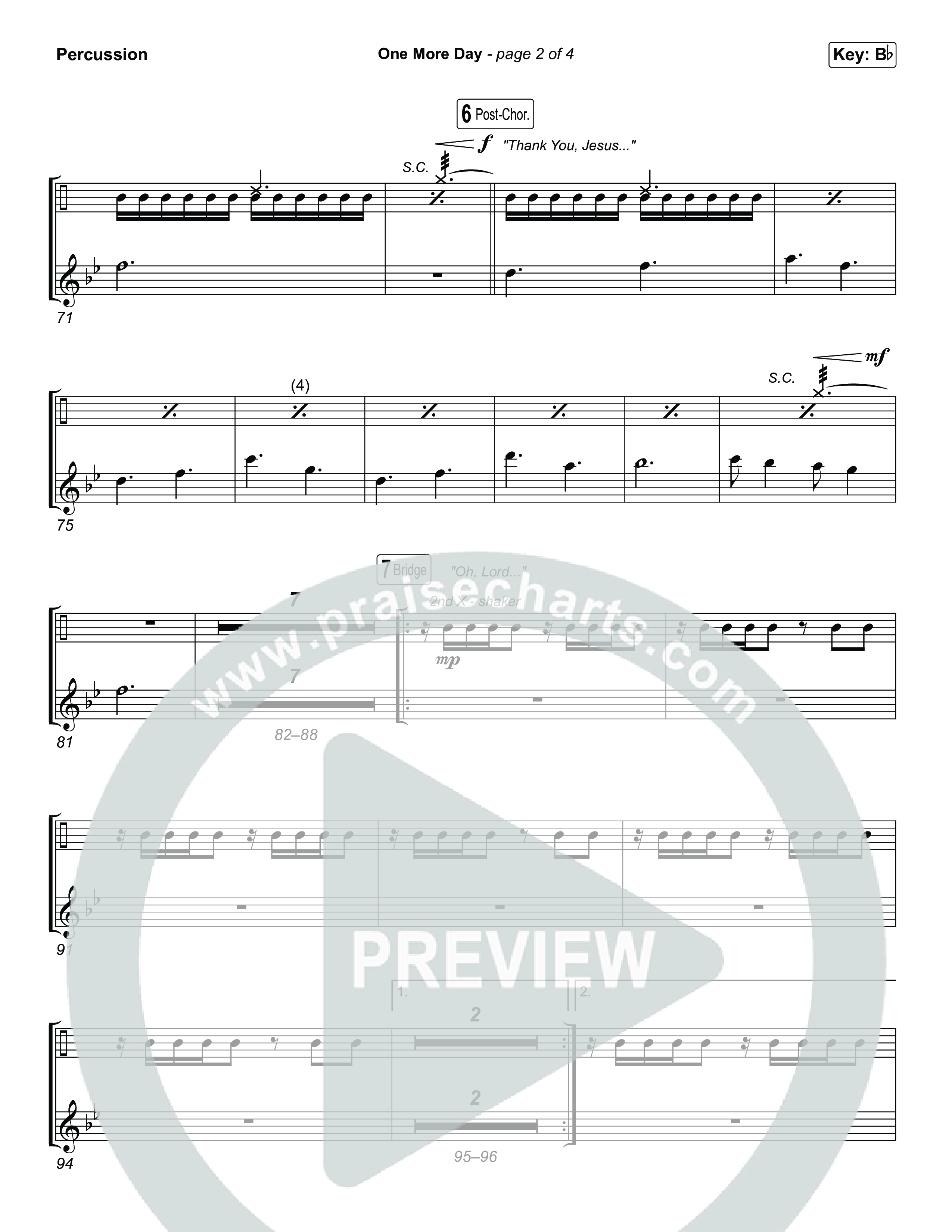 One More Day (Unison/2-Part) Percussion (Sons Of Sunday)