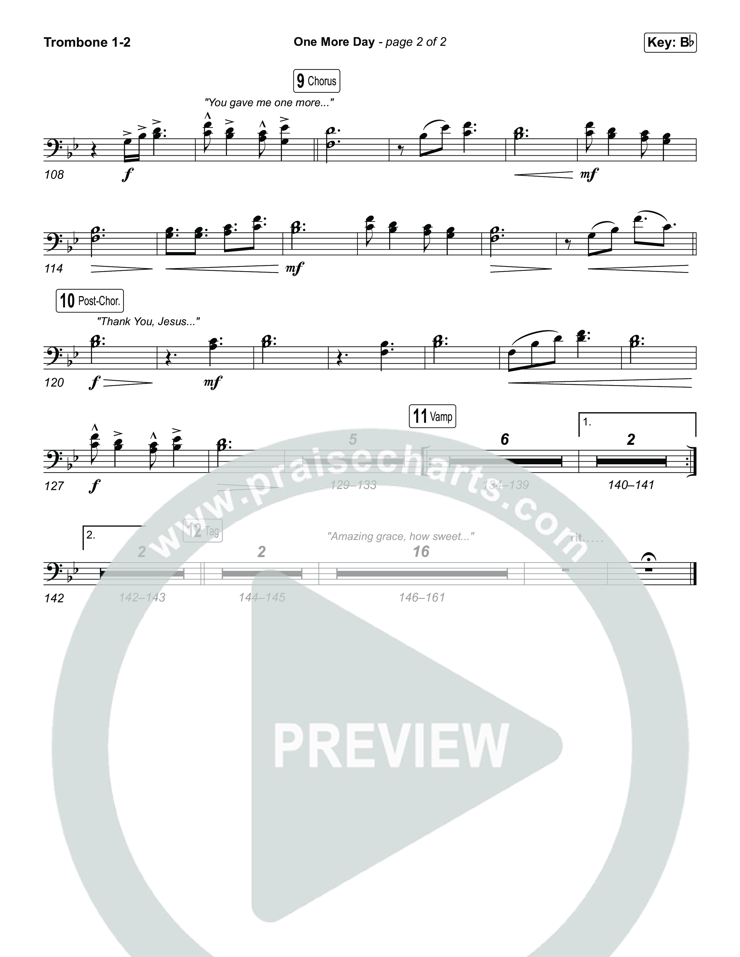 One More Day (Unison/2-Part) Trombone 1/2 (Sons Of Sunday)