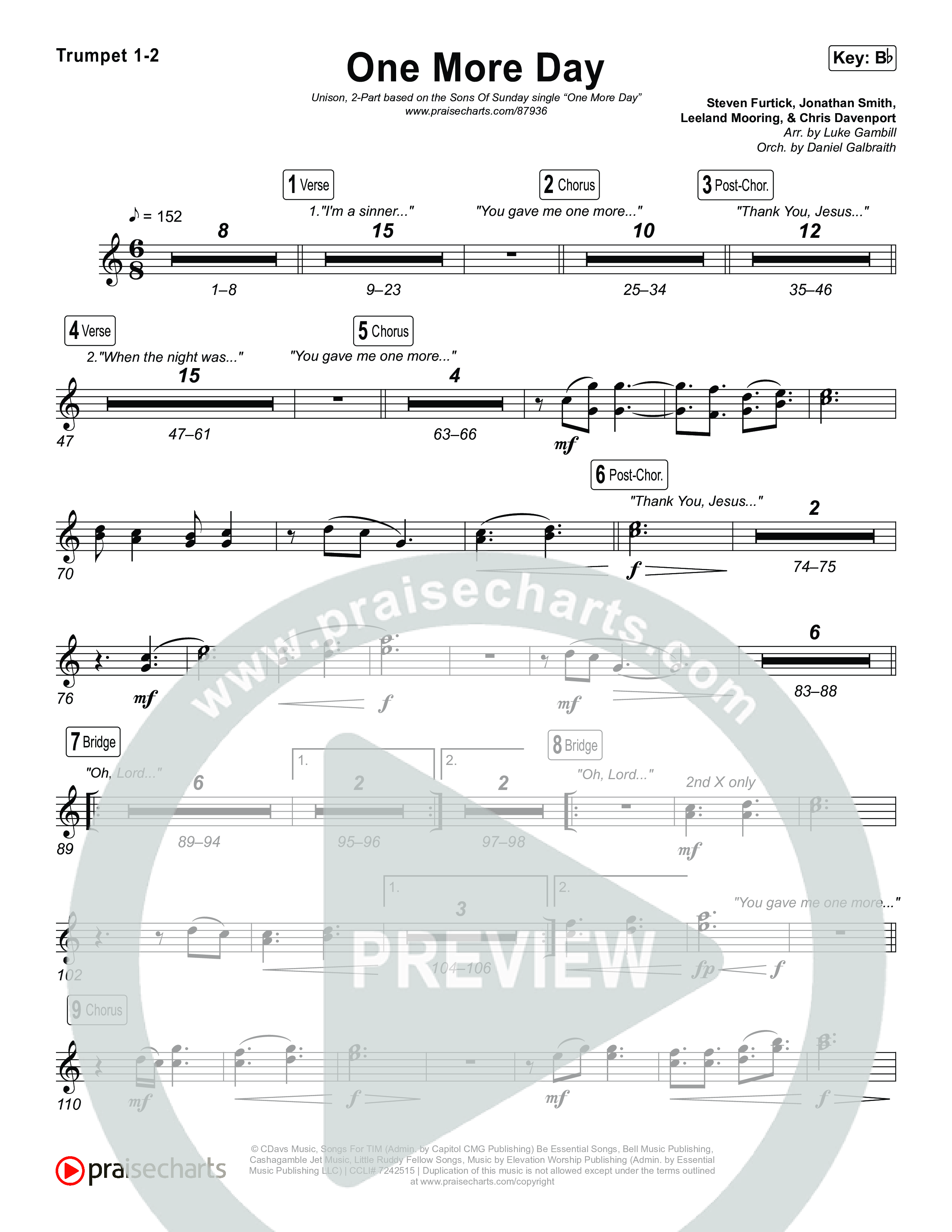 One More Day (Unison/2-Part) Brass Pack (Sons Of Sunday)