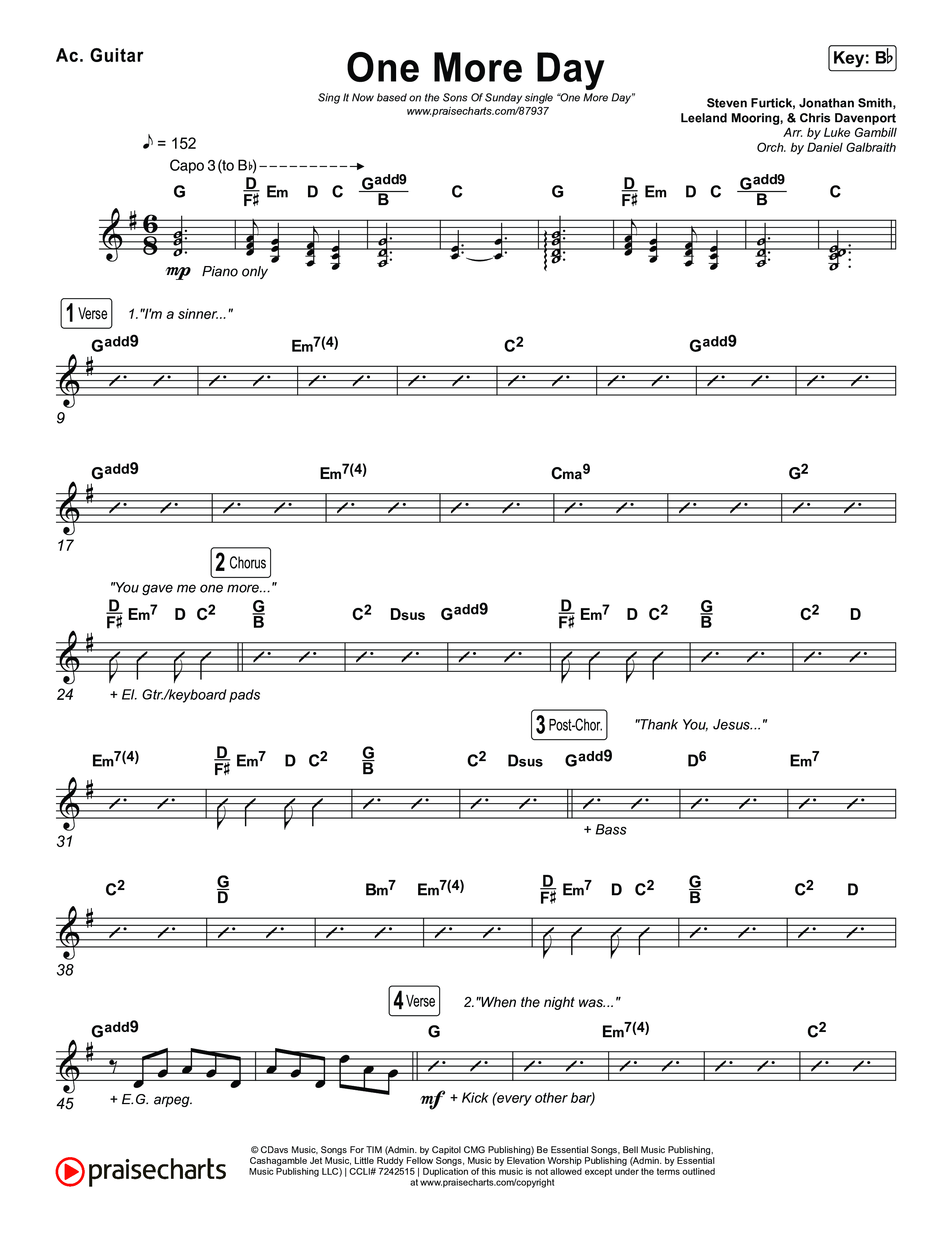 One More Day (Sing It Now) Acoustic Guitar (Sons Of Sunday)