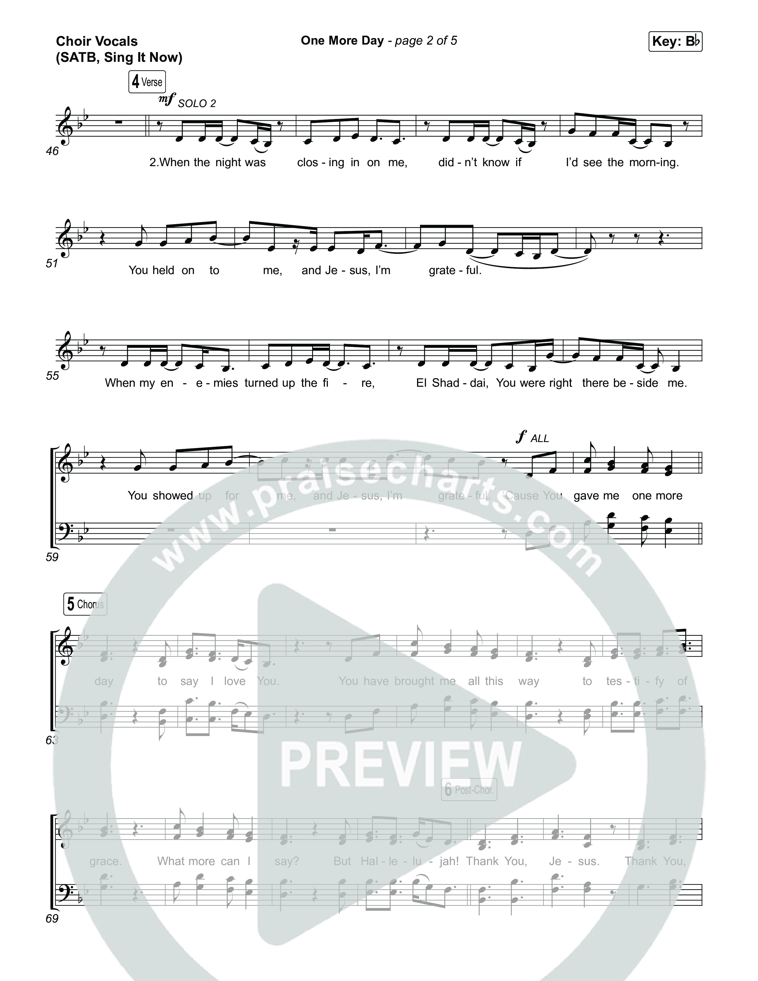 One More Day (Sing It Now) Choir Sheet (SATB) (Sons Of Sunday)