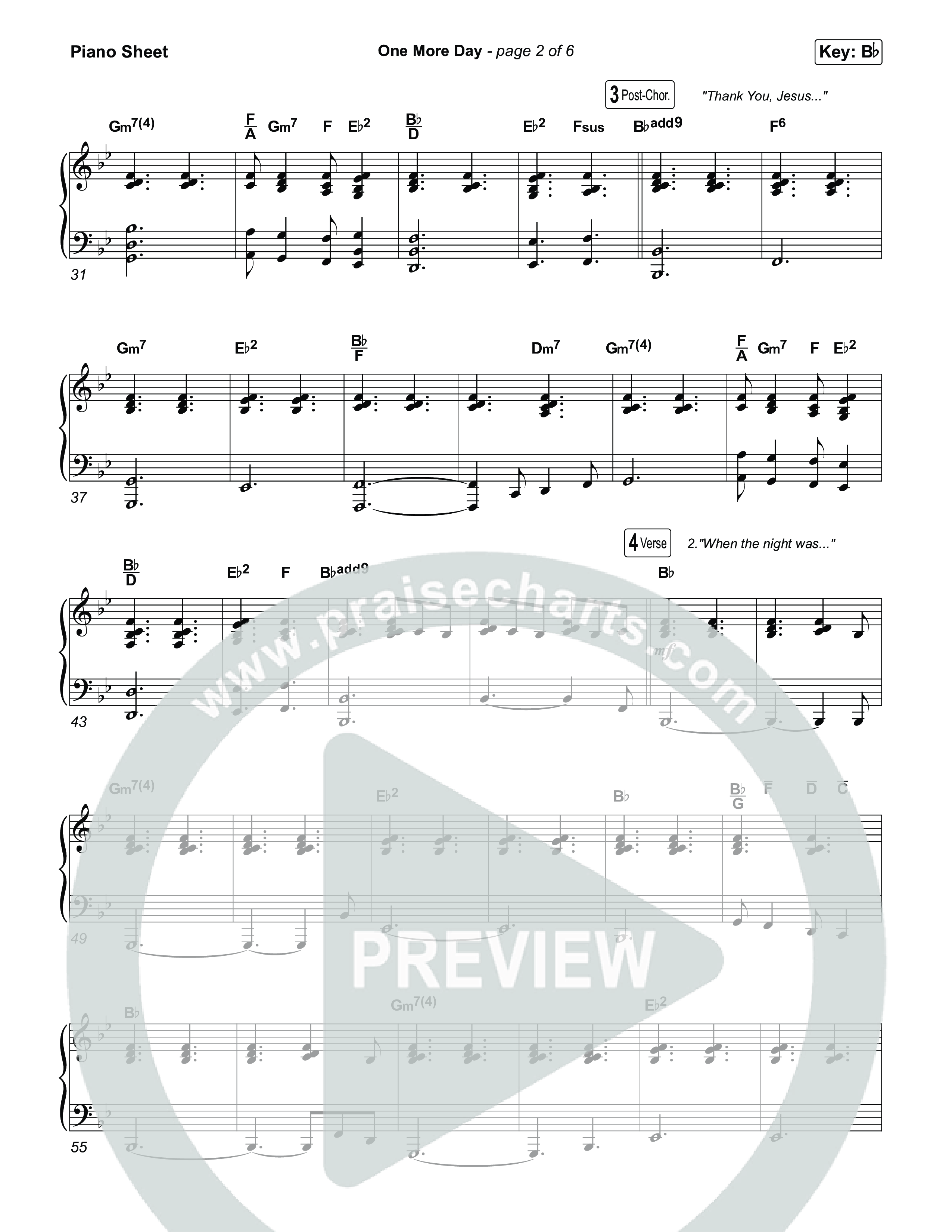 One More Day (Sing It Now) Piano Sheet (Sons Of Sunday)