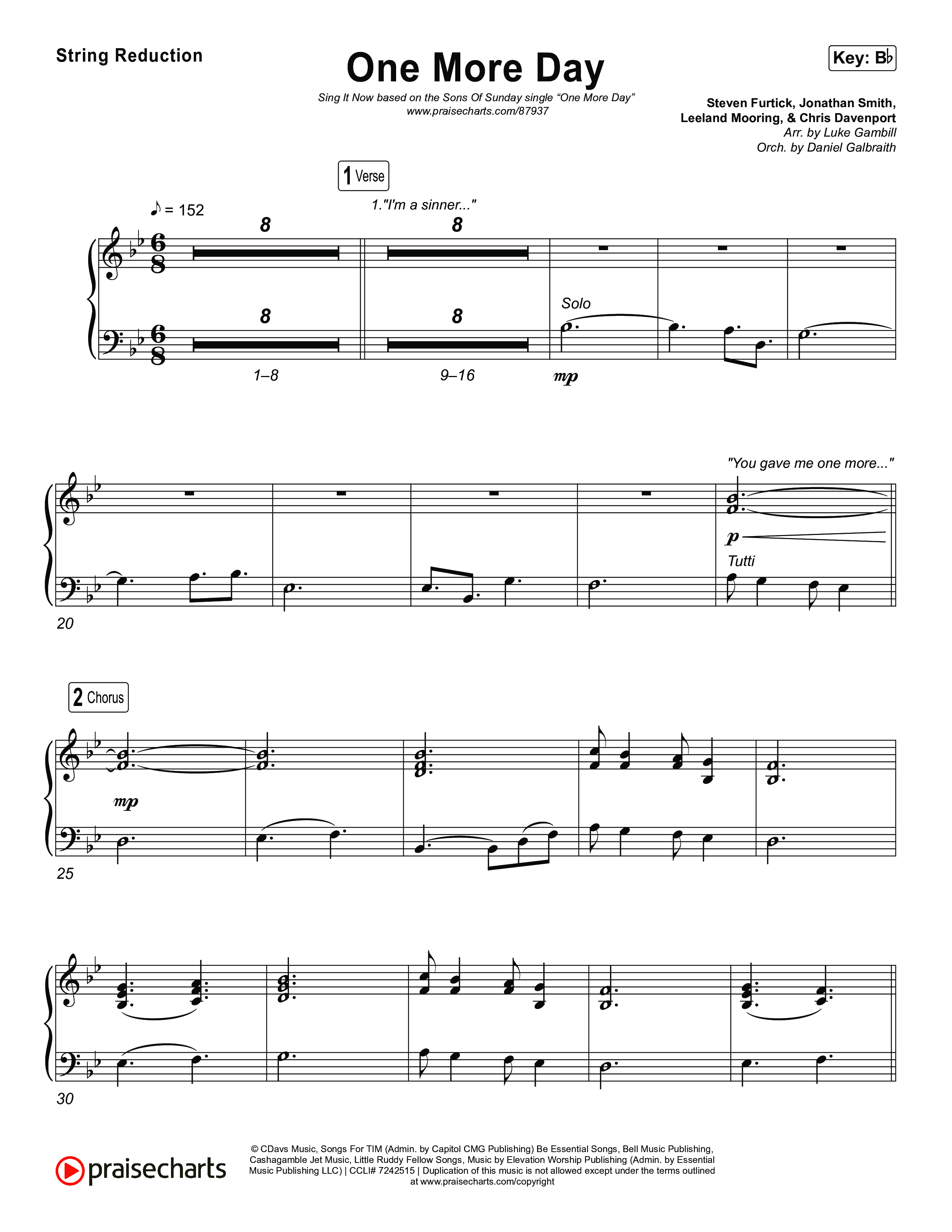 One More Day (Sing It Now) String Reduction (Sons Of Sunday)